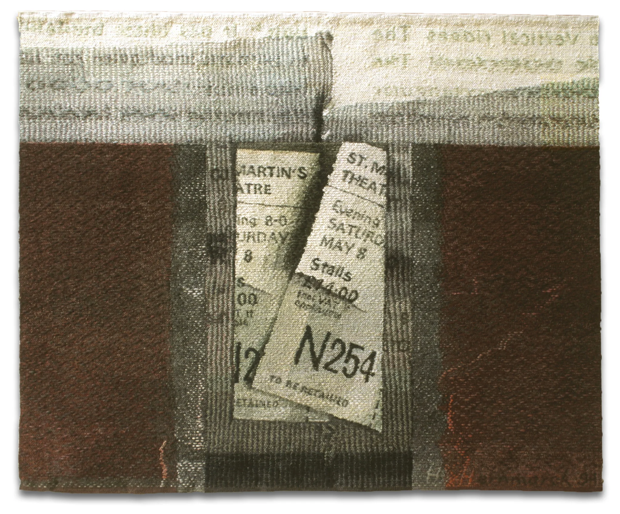 Theatre tickets, 1994. Wool, linen, cotton, 66 x 81 in. Collection of the Smithsonian American Art Museum, Washington, DC.
