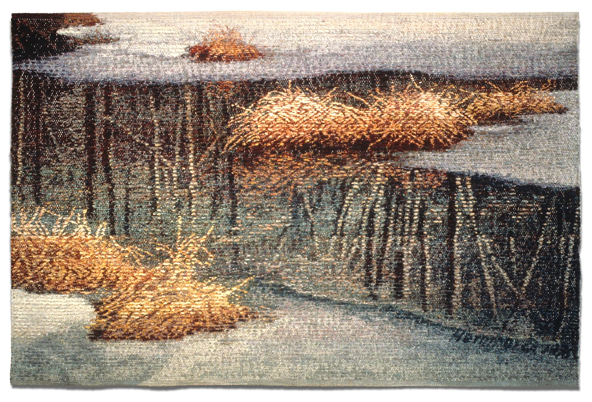 Winter Pond, 1996. Wool, linen, cotton, 48 x 72 in. Private collection.