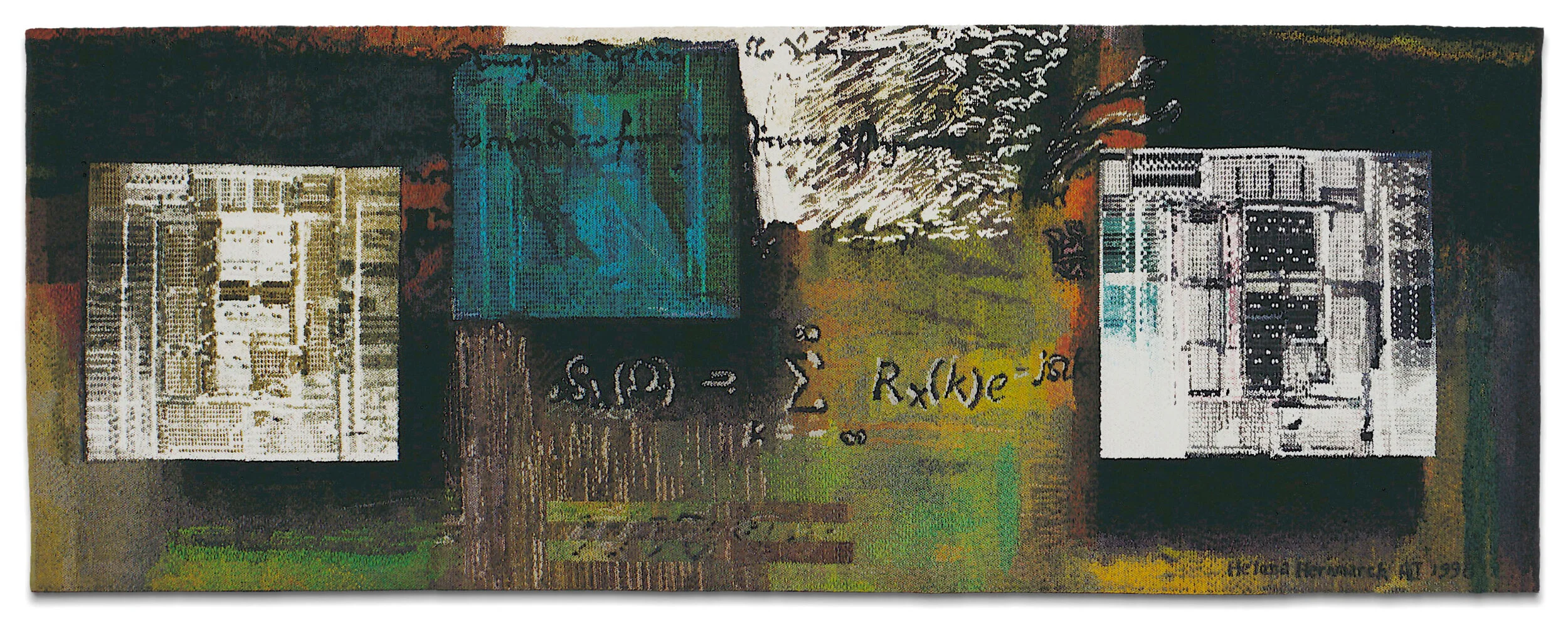 Information Transfer, 1998. Wool, linen, cotton, 72 x 193 in. Collection of JP Morgan Chase. 