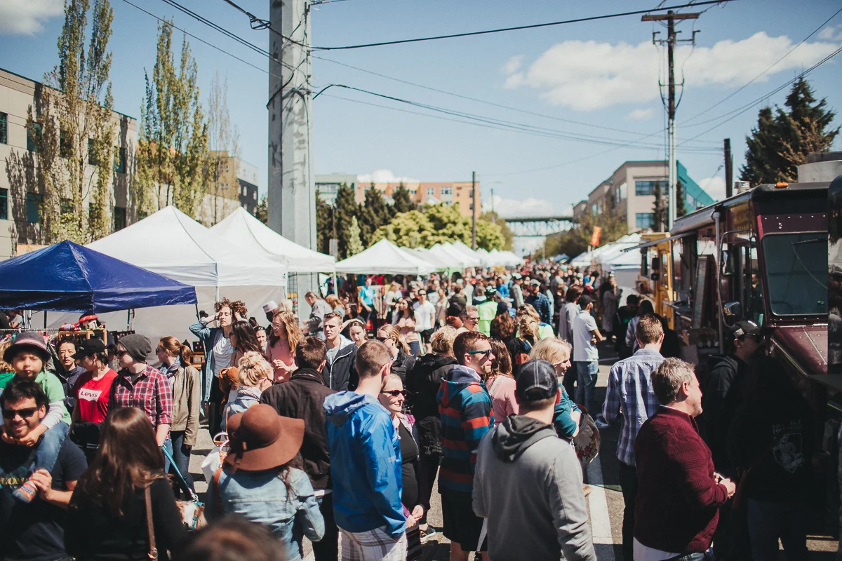 Bustling crowds at one of Seattle's oldest public markets