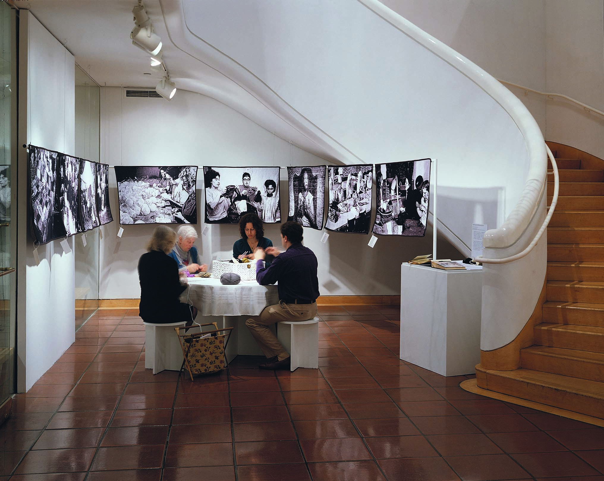"Wartime Knitting Circle," 2007. Acrylic, cotton, wood, various knitting notions, dimensions variable.