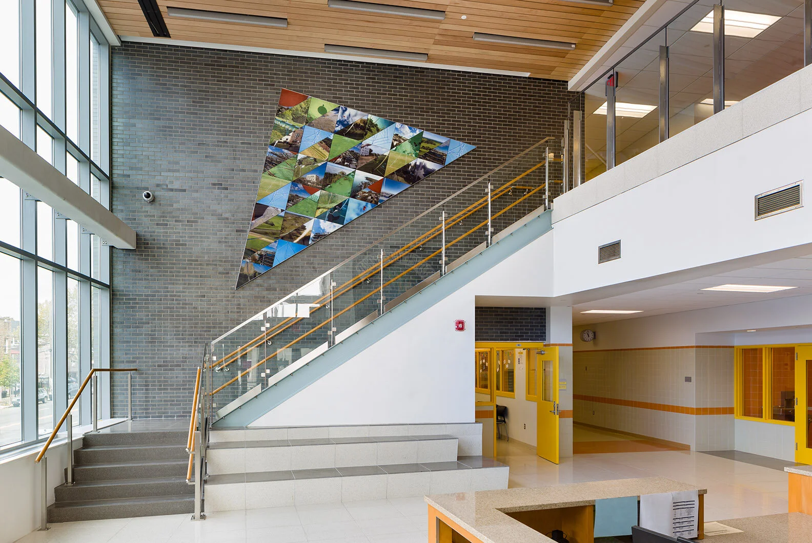 "KAP Above 1028 White Plains Rd, Bronx, NY," 2017. Ceramic pigment on glass. 12 x 12 x 17 ft.