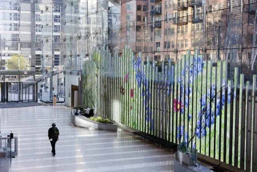 "CA Weaving," 2024. 4k video, 5 mins, 150 feet wide, color, silent