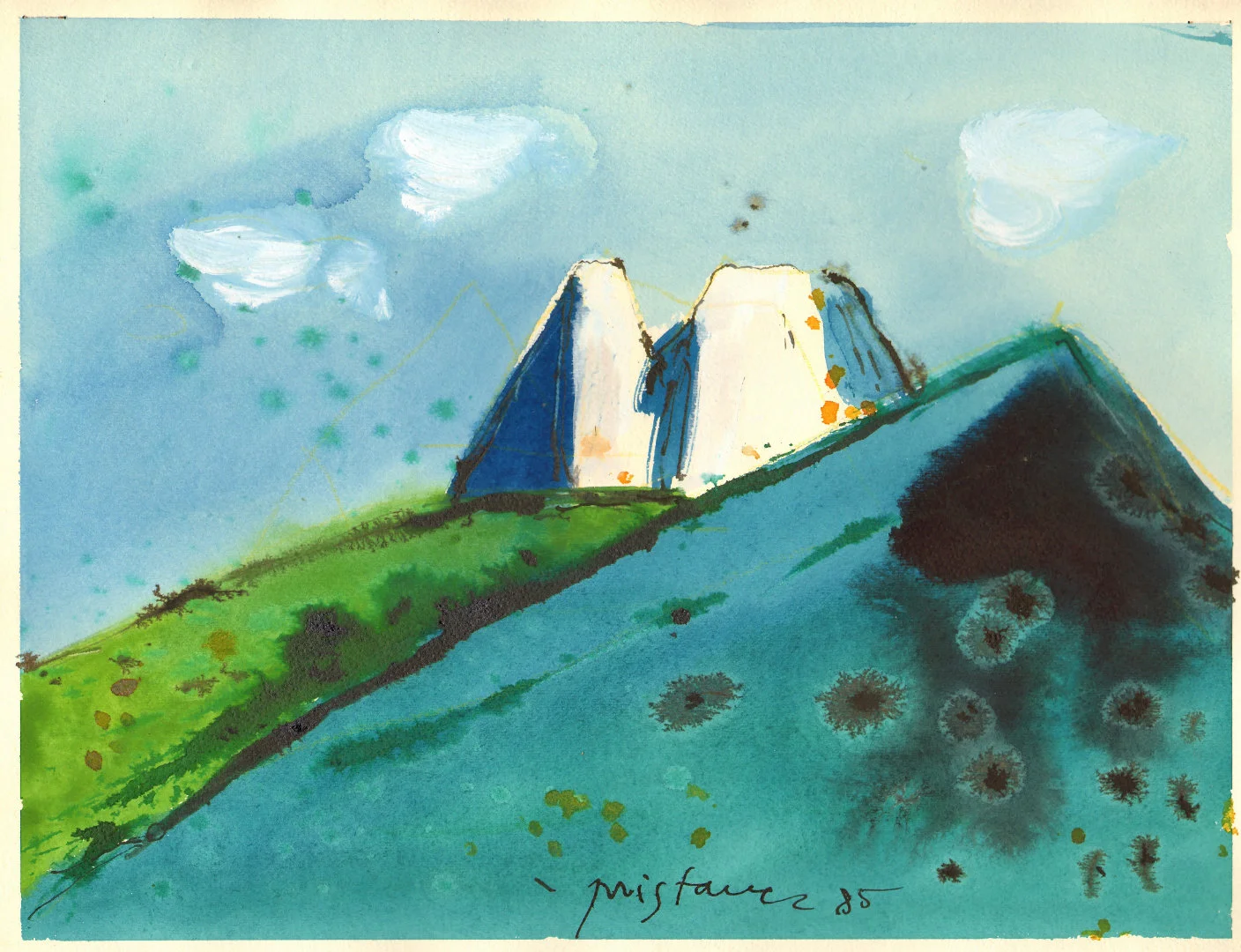 Pokrajina 1985, akril na papir, A3