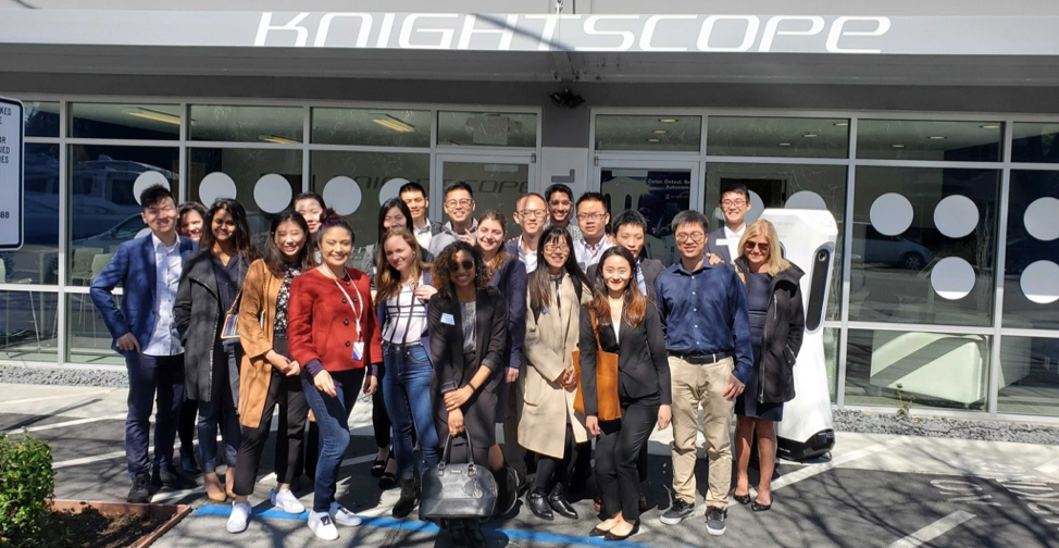 ABOVE: Knightscope hosted Emory University students in Silicon Valley led by Mercedes Soria, executive vice president and chief intelligence officer, Knightscope, Inc. and Emory alumnus (red top)