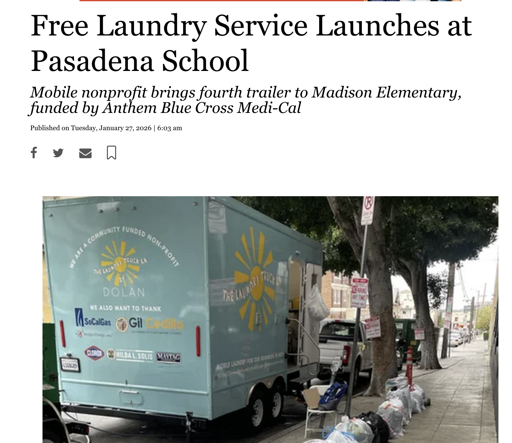 (2026) Free Laundry Service Launches at Pasadena School
