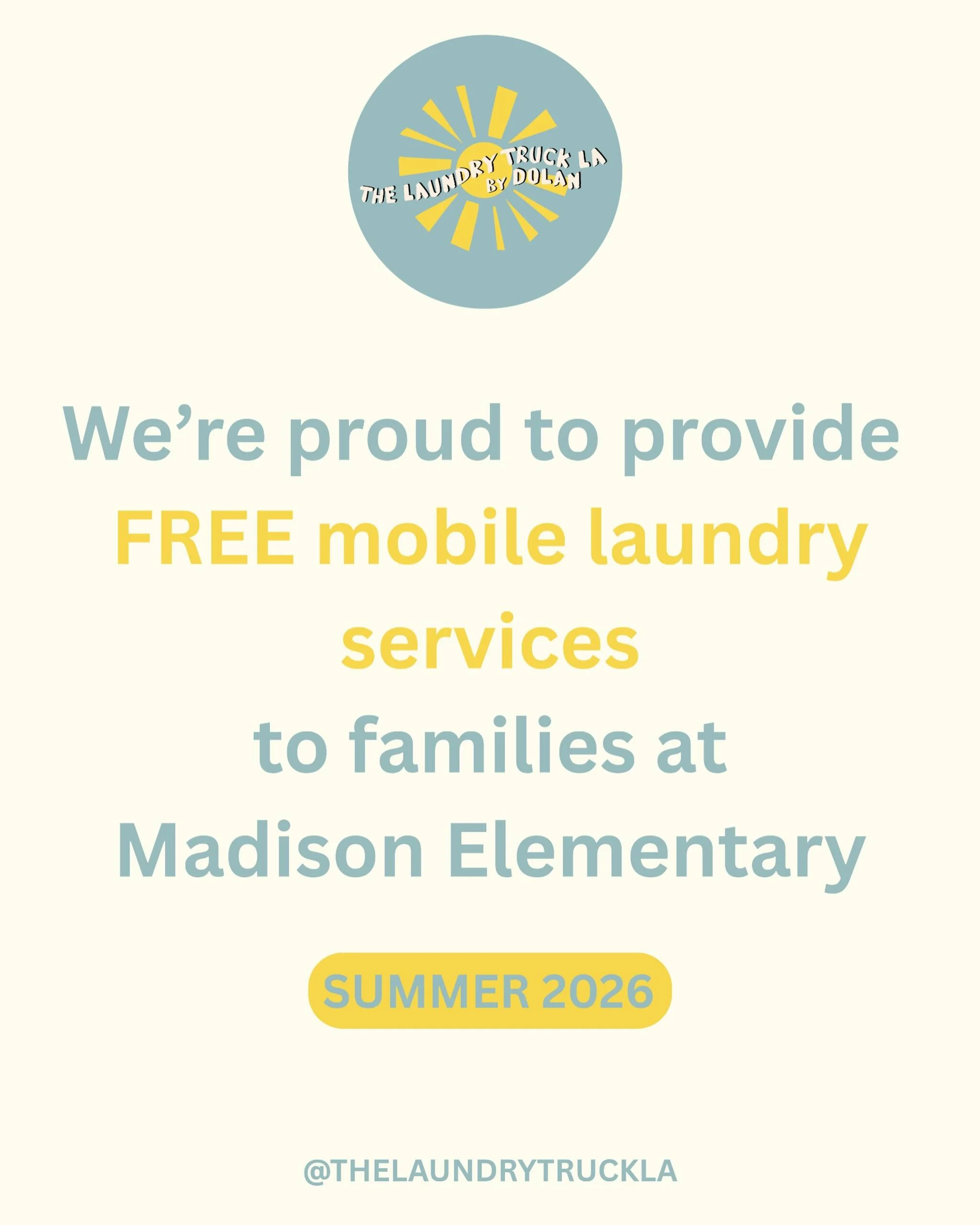 This summer, The Laundry Truck LA remains committed to serving the families of Madison Elementary with free mobile laundry services. Because when school doors close, the need doesn&rsquo;t stop - and neither do we.

Help us continue this work by shar