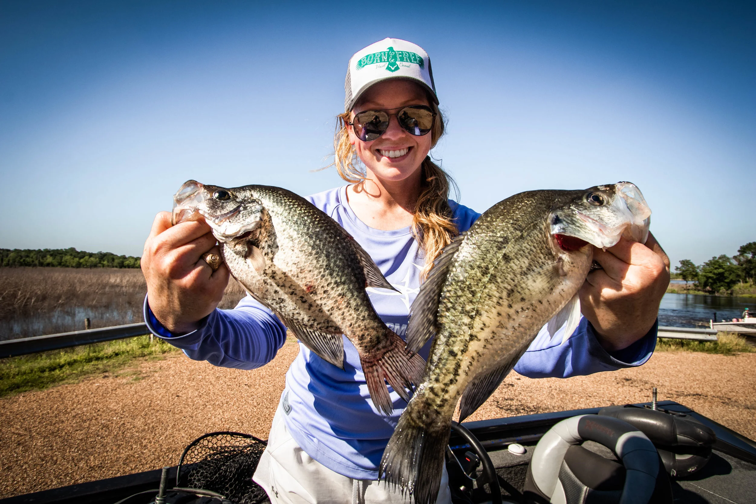 Left side (my right hand): Black crappie // Right side (my left hand): White crappie