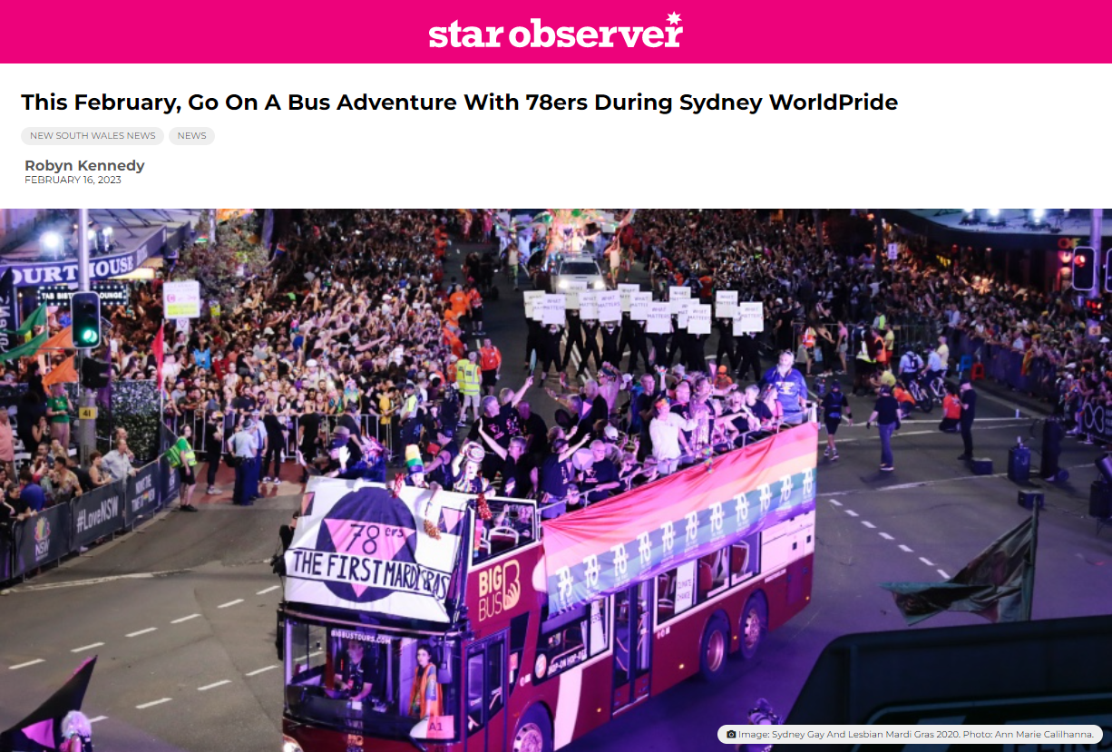 Star Observer: This February, Go On A Bus Adventure With 78ers During Sydney WorldPride