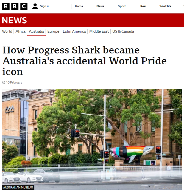 BBC News: How Progress Shark became Australia's accidental World Pride icon