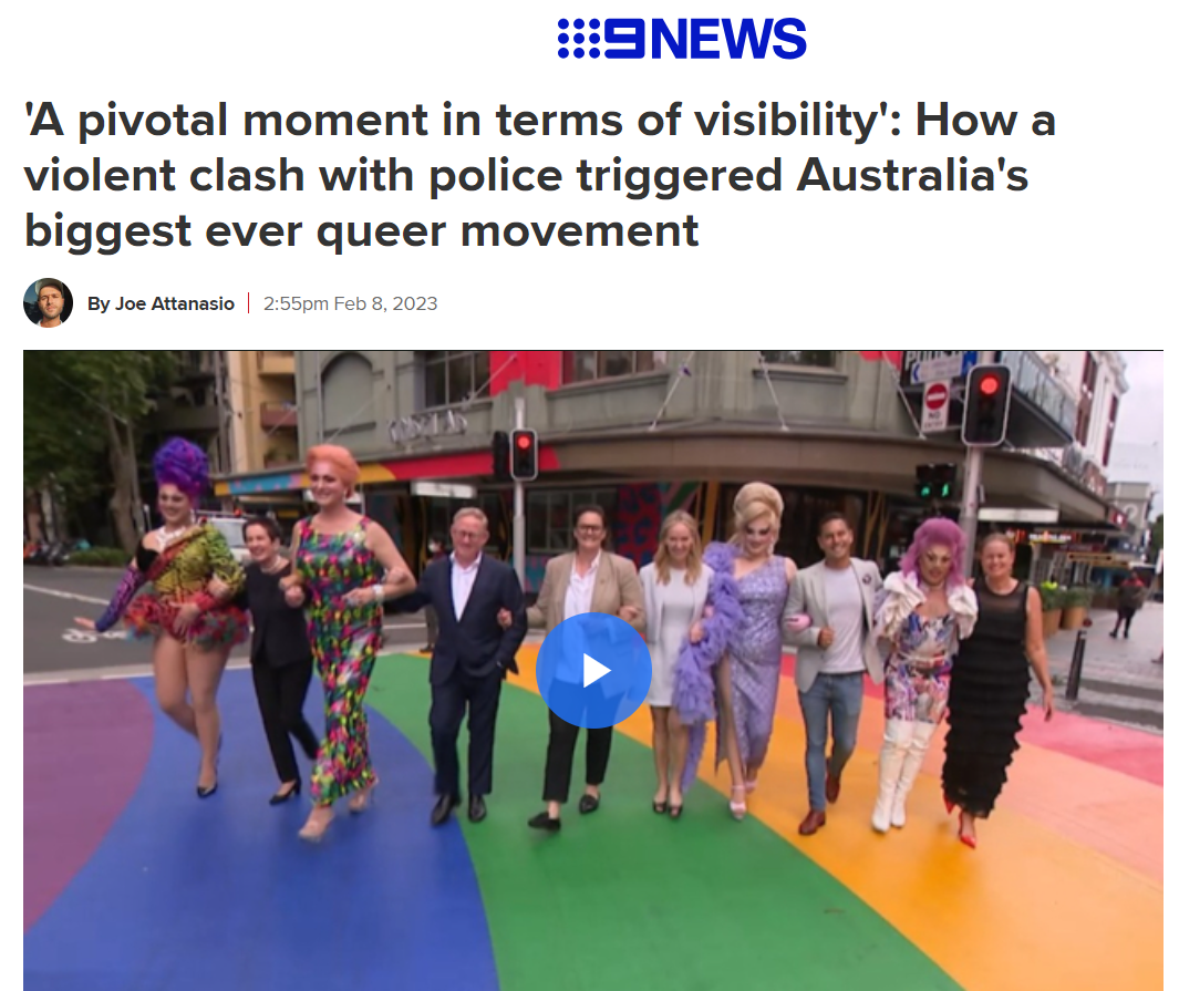 9News: 'A pivotal moment in terms of visibility﻿': How a violent clash with police triggered Australia's biggest ever queer movement
