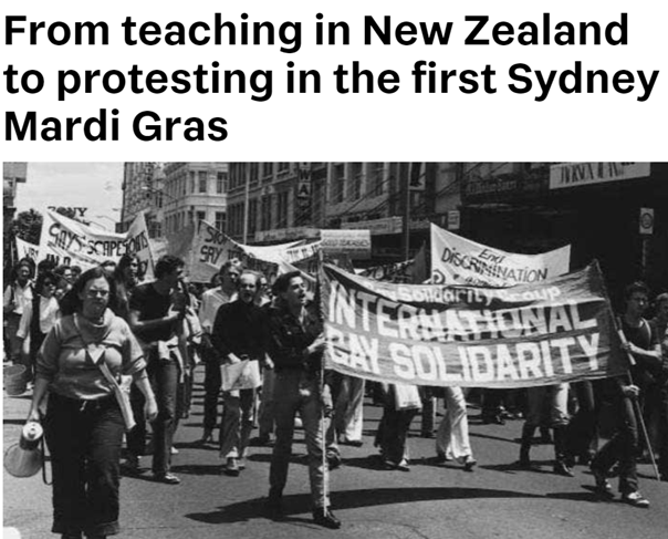 Stuff.co.nz: From teaching in New Zealand to protesting in the first Sydney Mardi Gras