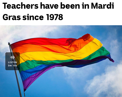 ABC Radio: Teachers have been in Mardi Gras since 1978