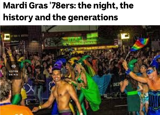 ABC Radio: Mardi Gras '78ers: the night, the history and the generations (Gail Hewison)