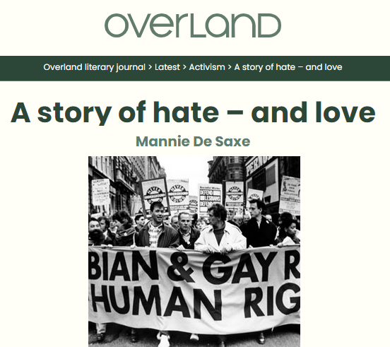 Overland: A story of hate – and love, by Mannie De Saxe