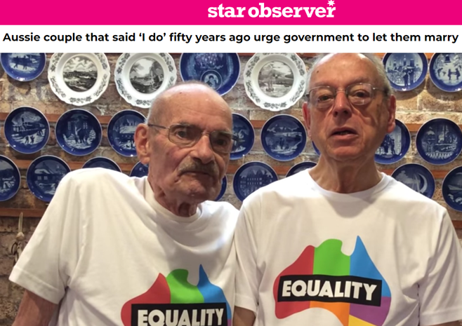 Star Observer: Aussie couple that said ‘I do’ fifty years ago urge government to let them marry