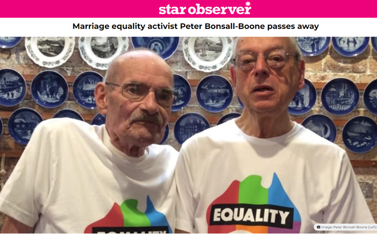 Star Observer: Marriage equality activist Peter Bonsall-Boone passes away