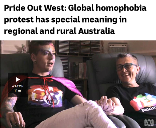 ABC NEWS: Pride Out West - Global homophobia protest has special meaning in regional and rural Australia