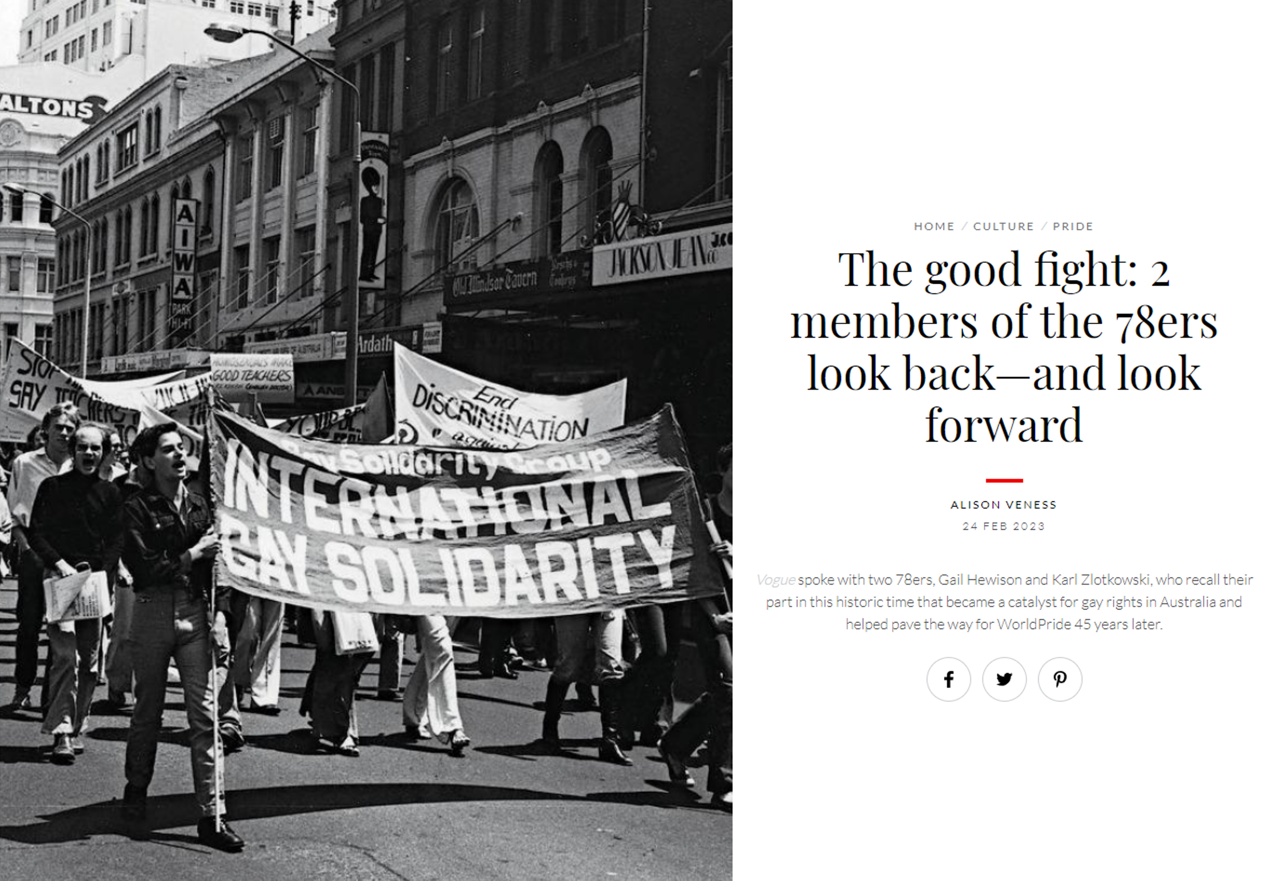 Vogue: The good fight: 2 members of the 78ers look back—and look forward
