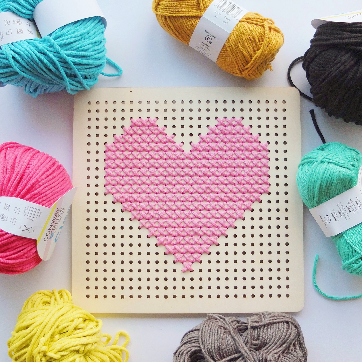 Cross Stitch Pegboard Wall Art Board DIY Craft Kit by Cotton Clara