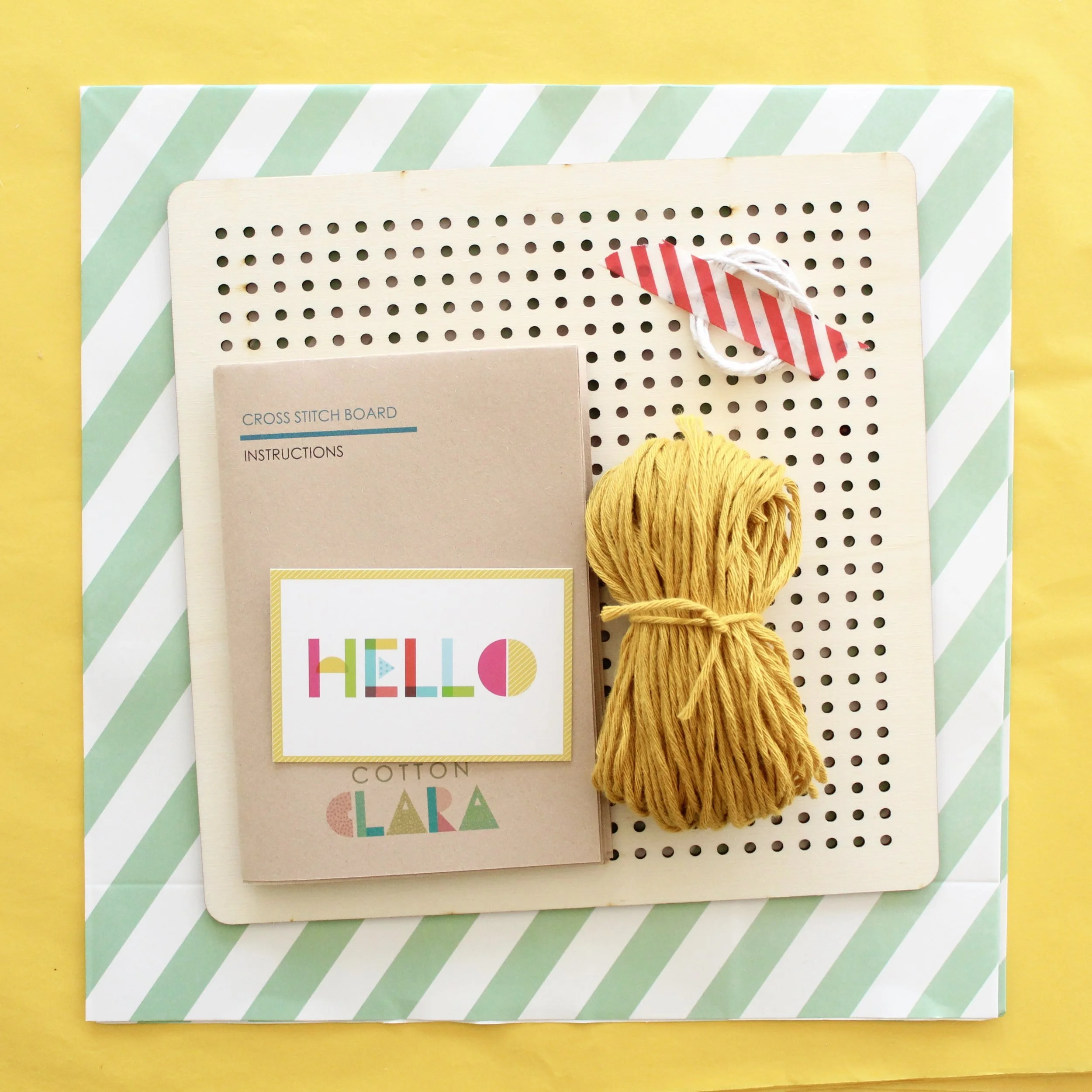 Mint Green Cross Stitch Pegboard Wall Art Board DIY Craft Kit by Cotton Clara