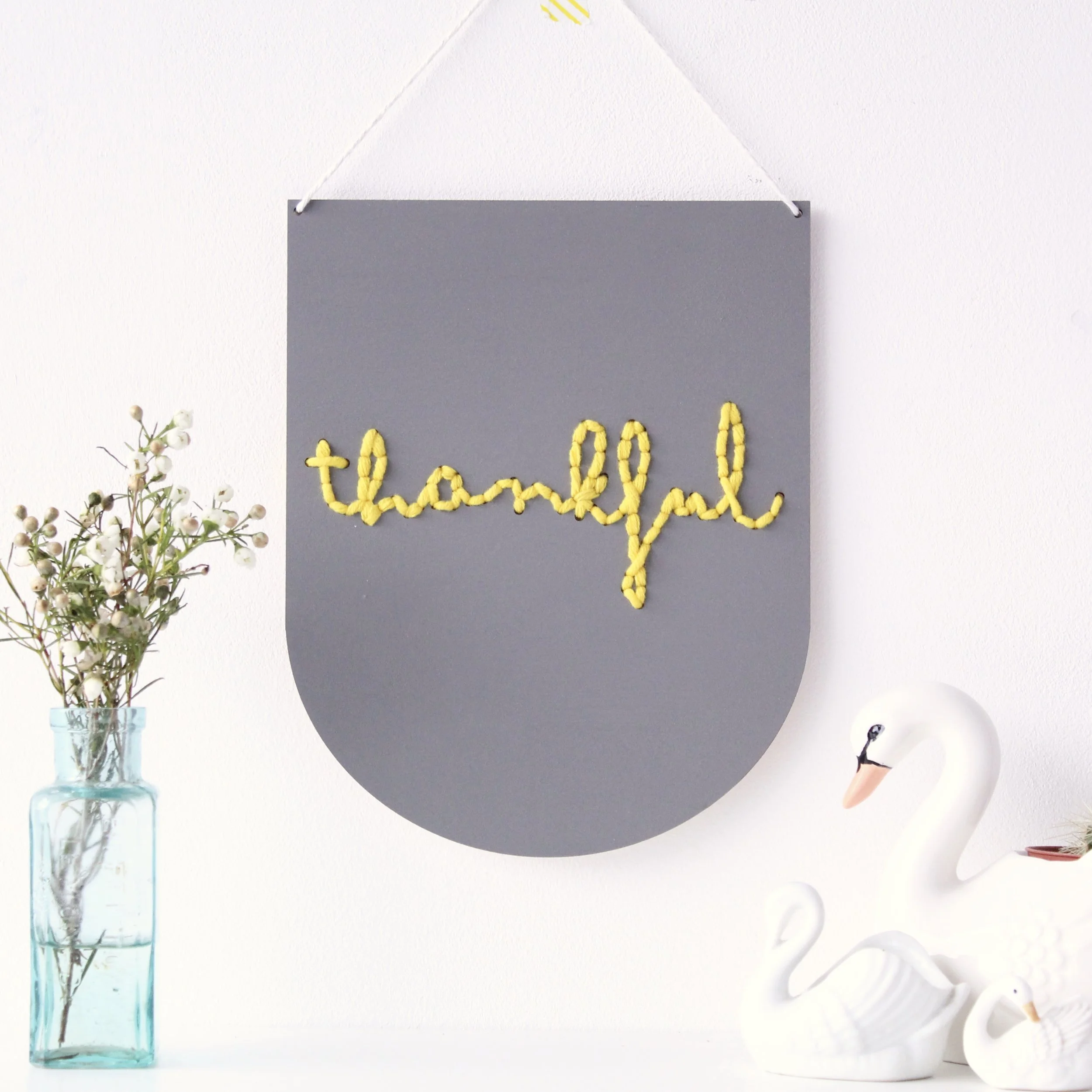 Personalised Wooden Laser Cut Banner Embroidery Kit by Cotton Clara