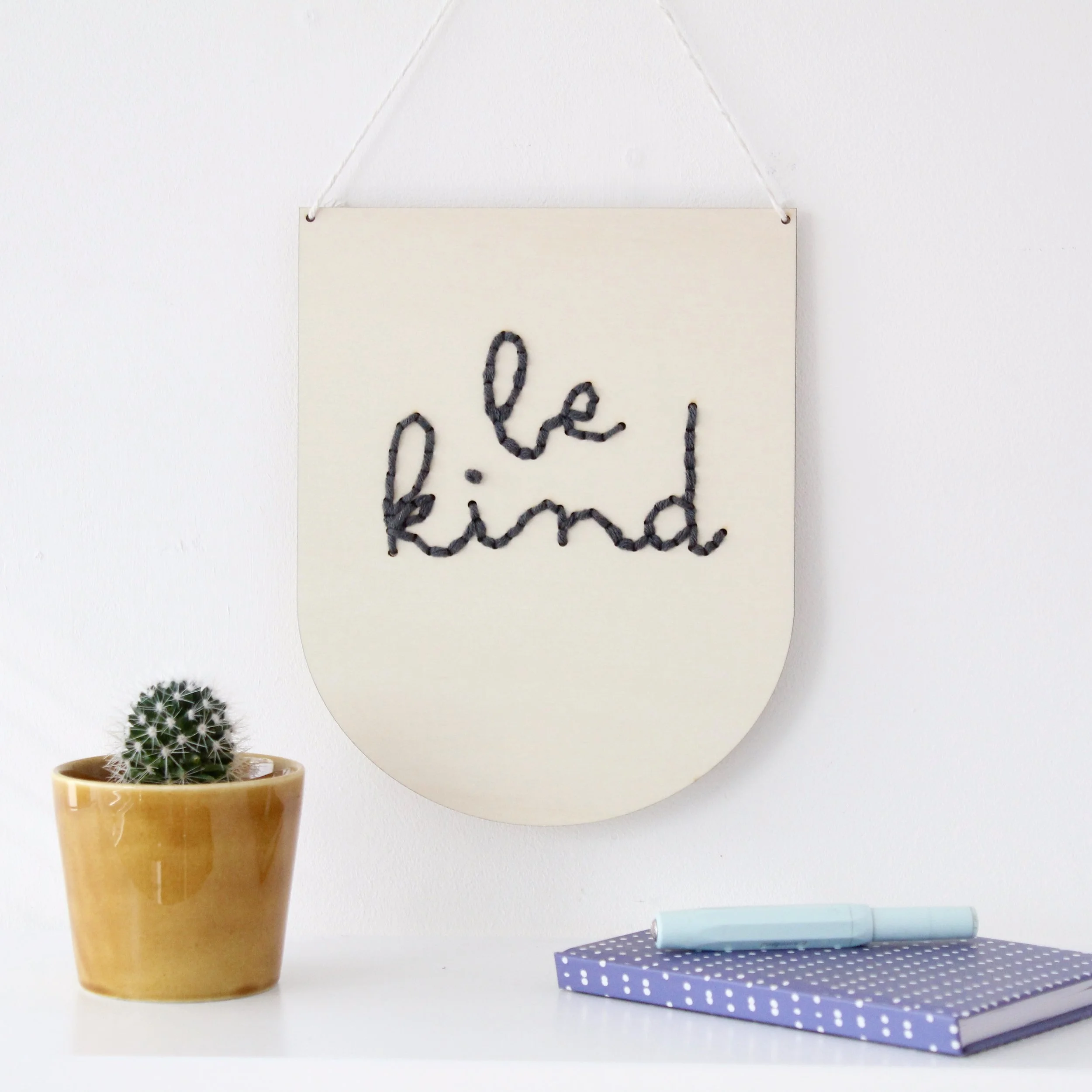 Personalised Wooden Laser Cut Banner Embroidery Kit by Cotton Clara