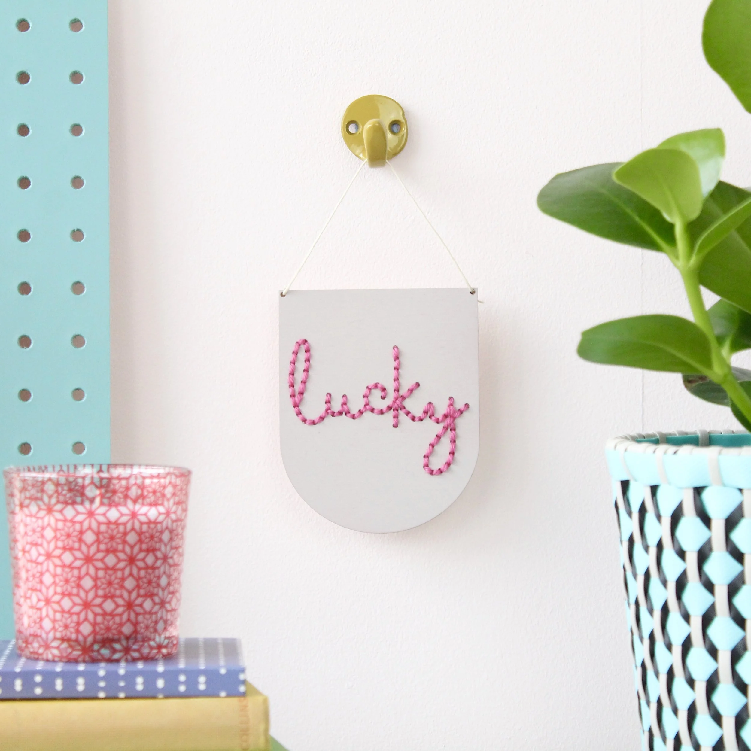 'Lucky' Mini Script Embroidery Board Kit by Cotton Clara