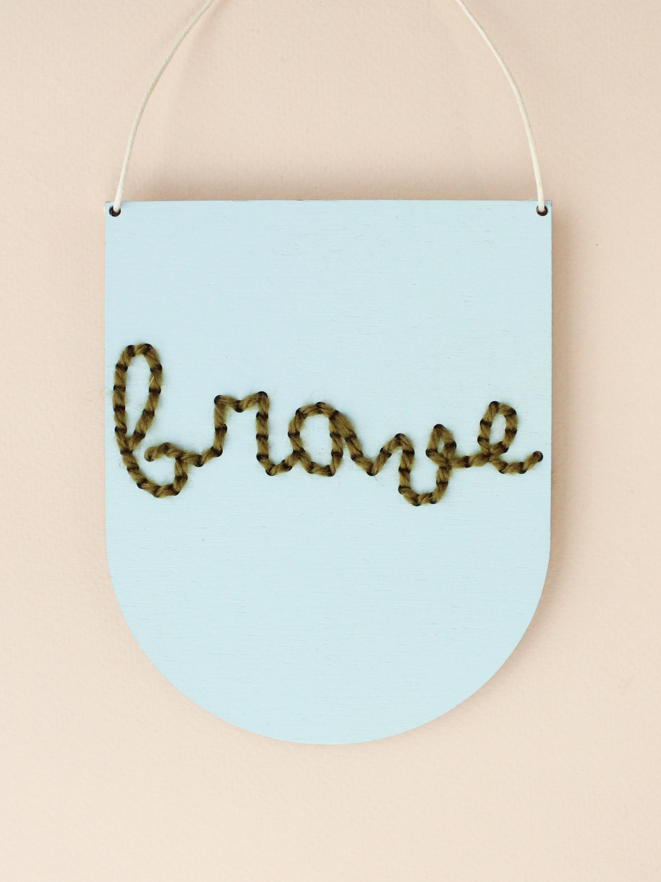 'Brave' Mini Script Embroidery Board Kit by Cotton Clara