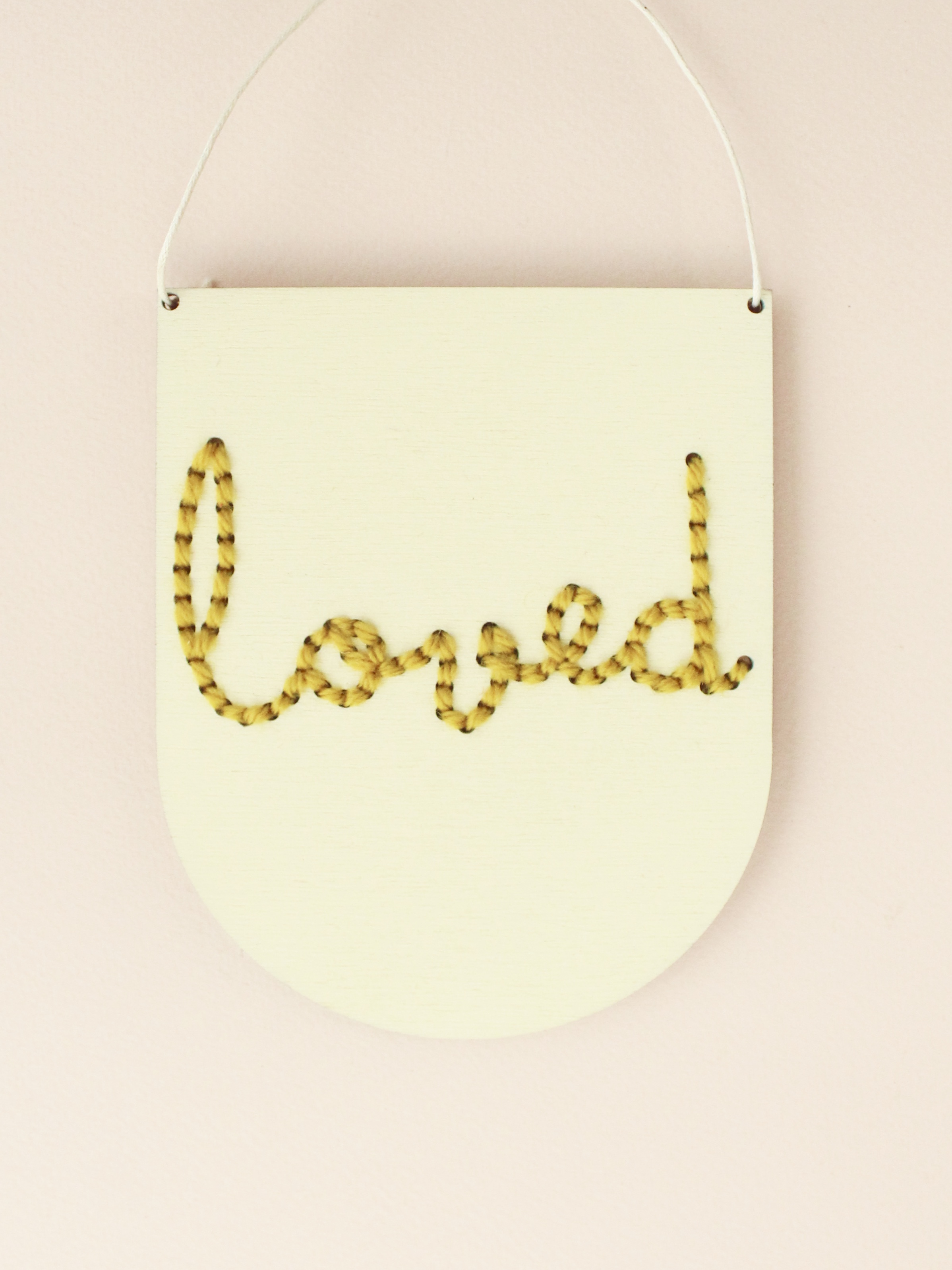 'Loved' Mini Script Embroidery Board Kit by Cotton Clara
