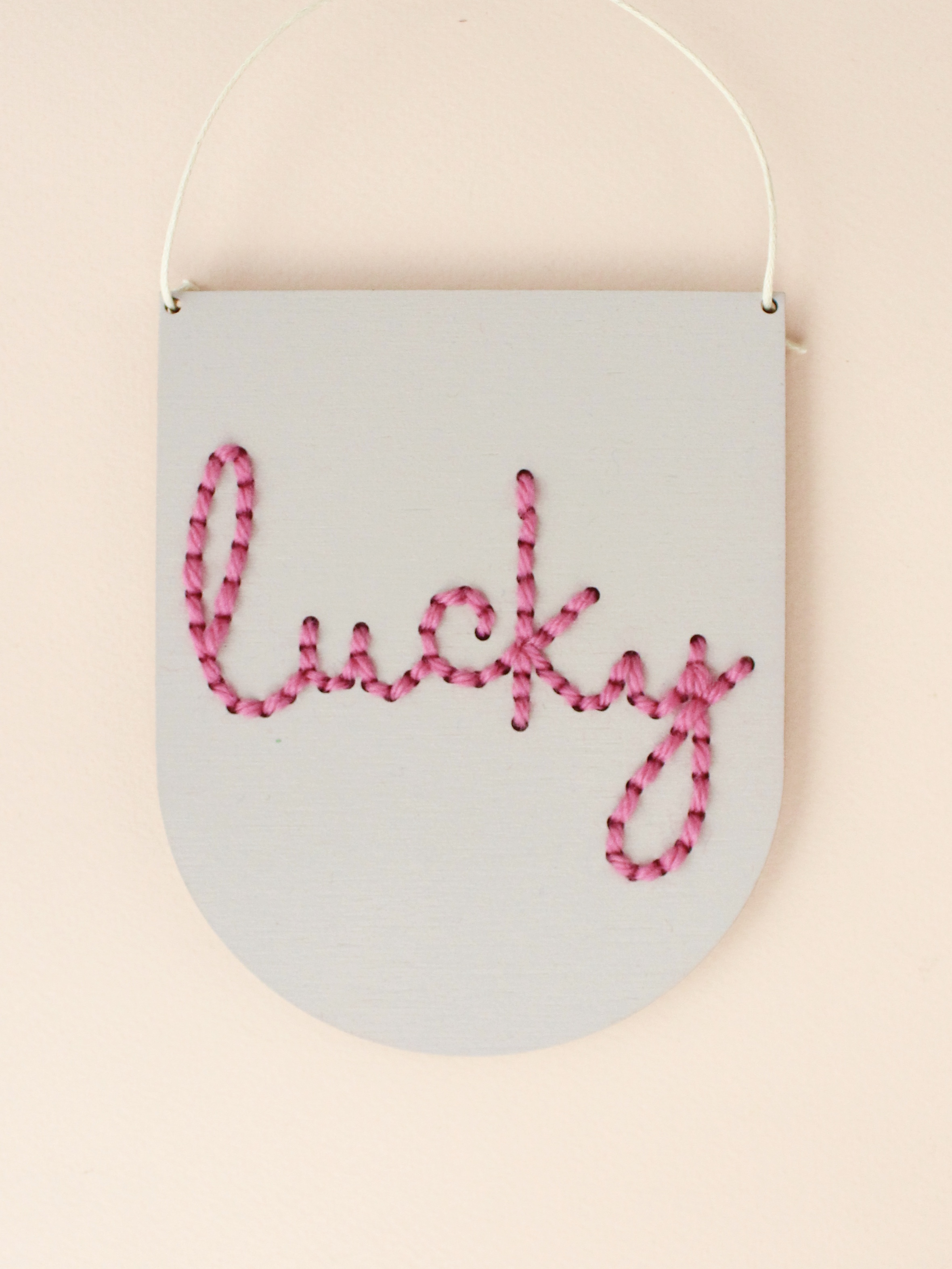 'Lucky' Mini Script Embroidery Board Kit by Cotton Clara