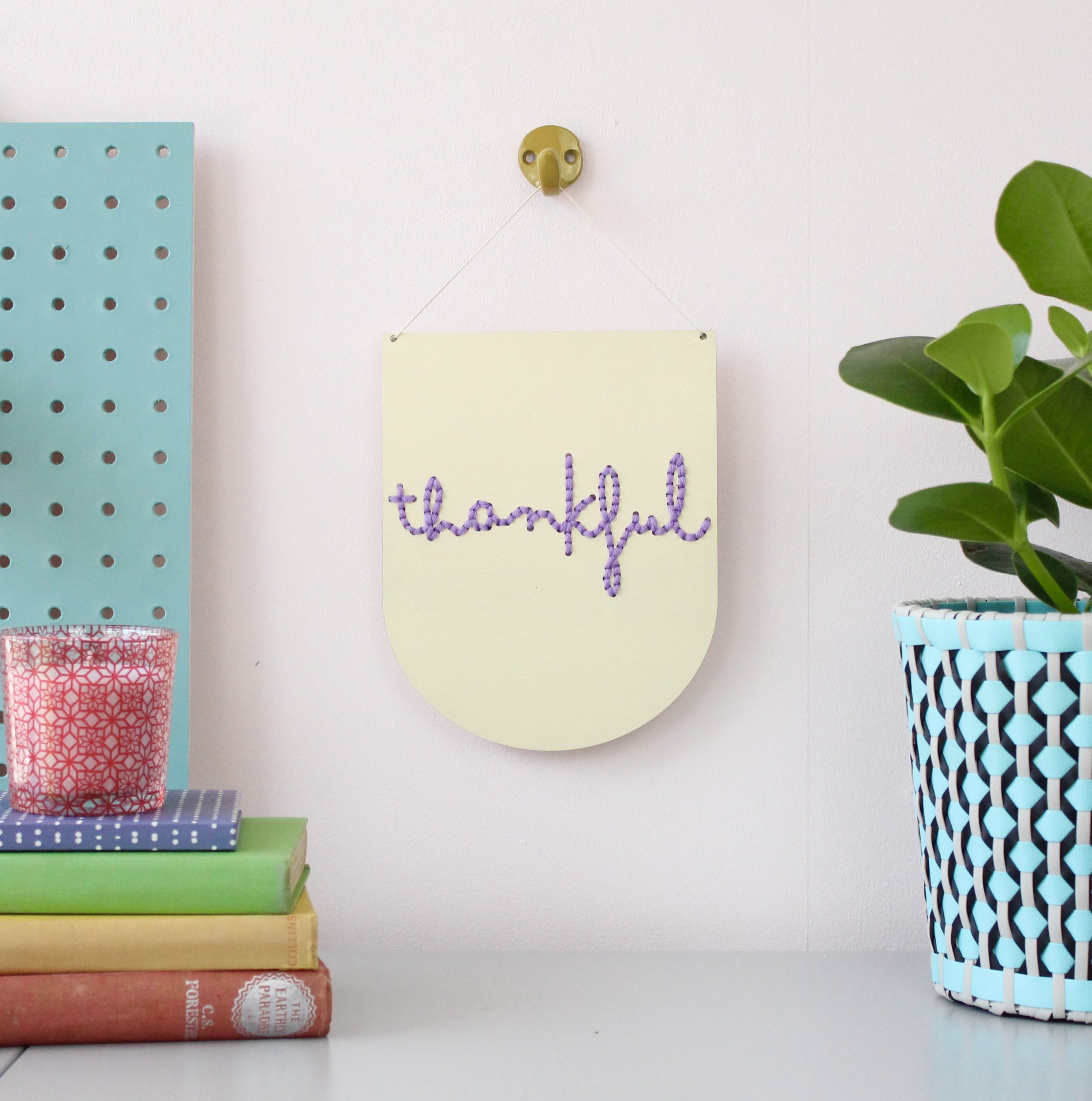 'Thankful' Large Script Embroidery Board Kit by Cotton Clara