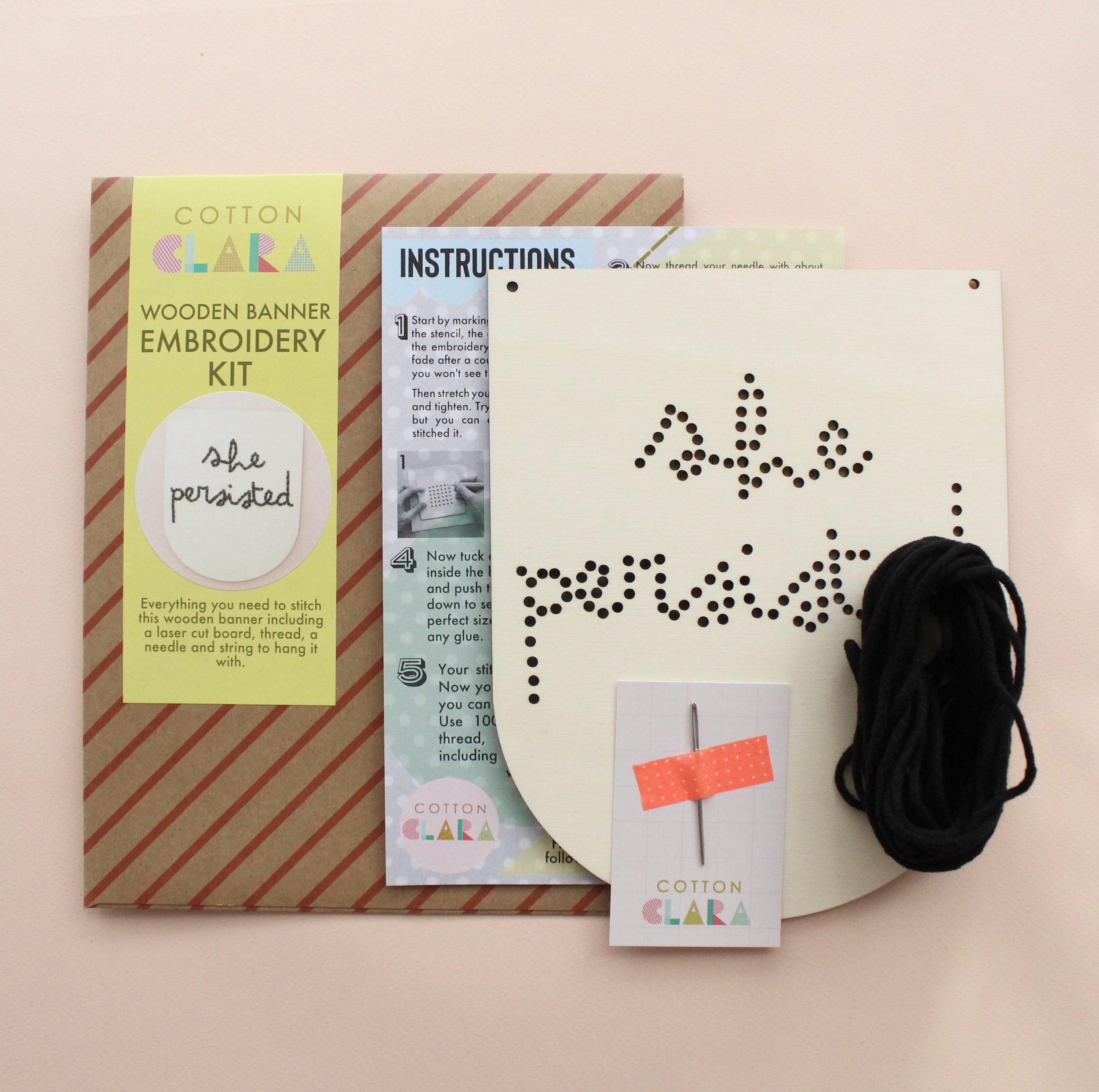 'She Persisted' Large Script Embroidery Board Kit by Cotton Clara
