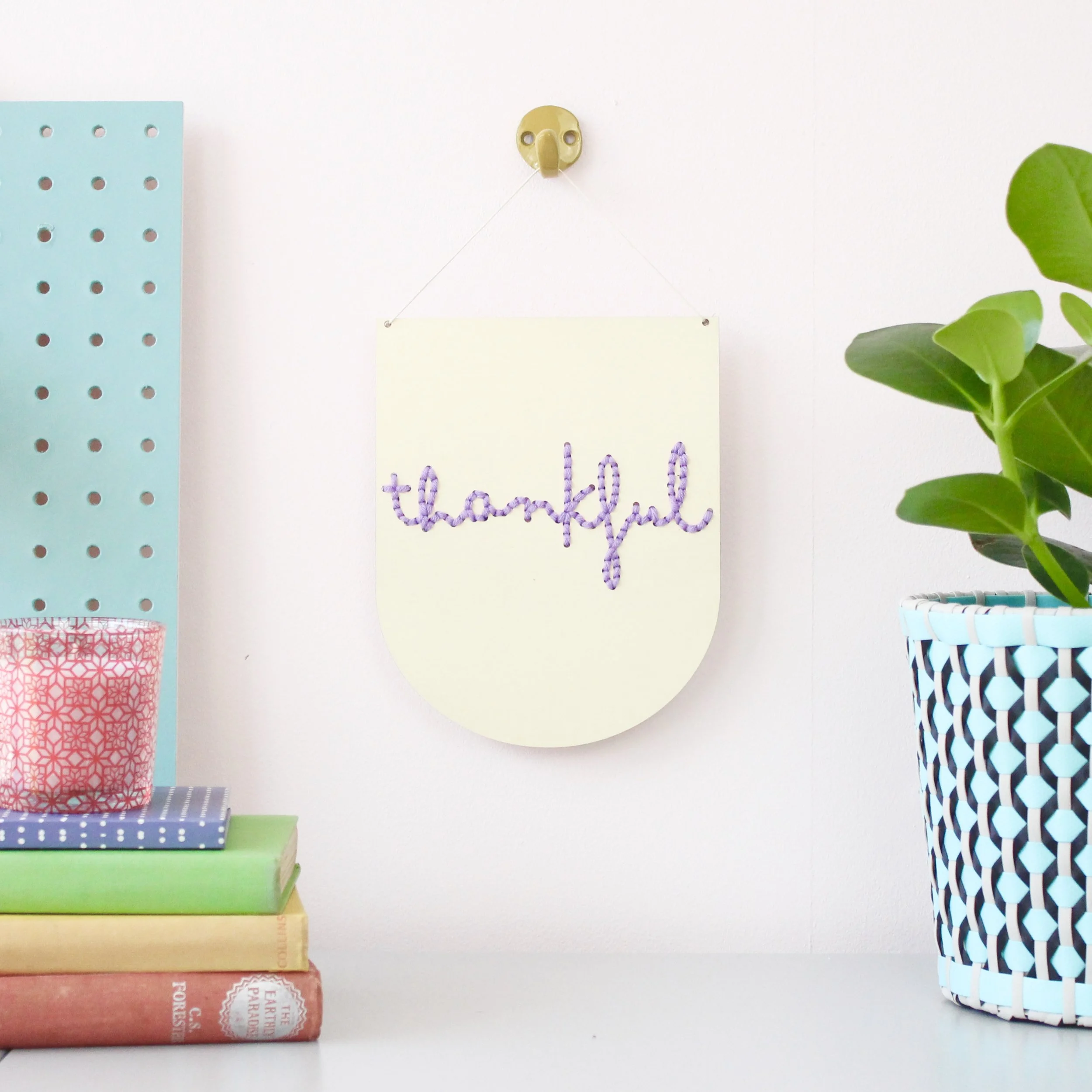 'Thankful' Large Script Embroidery Board Kit by Cotton Clara