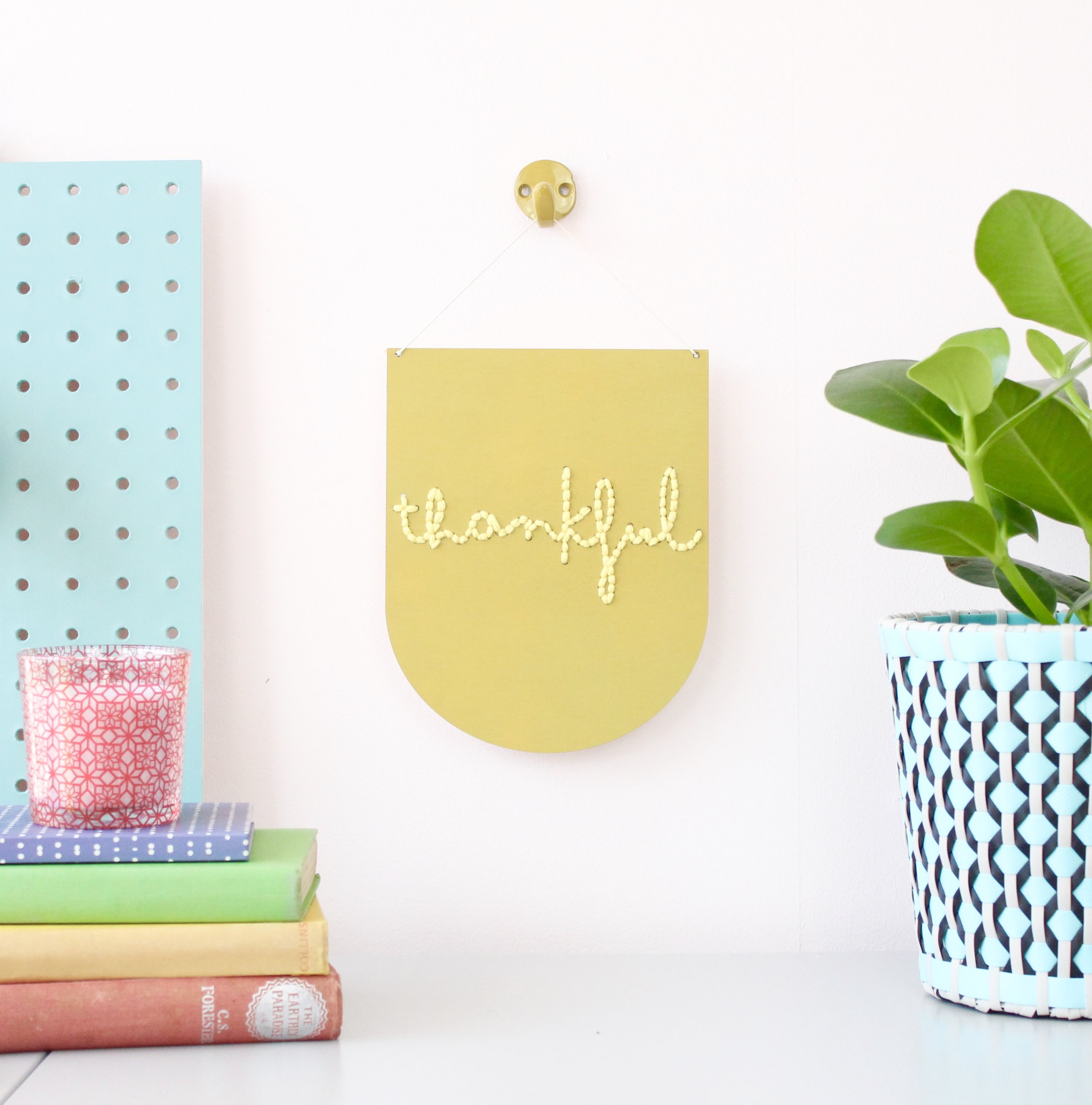 'Thankful' Large Script Embroidery Board Kit by Cotton Clara
