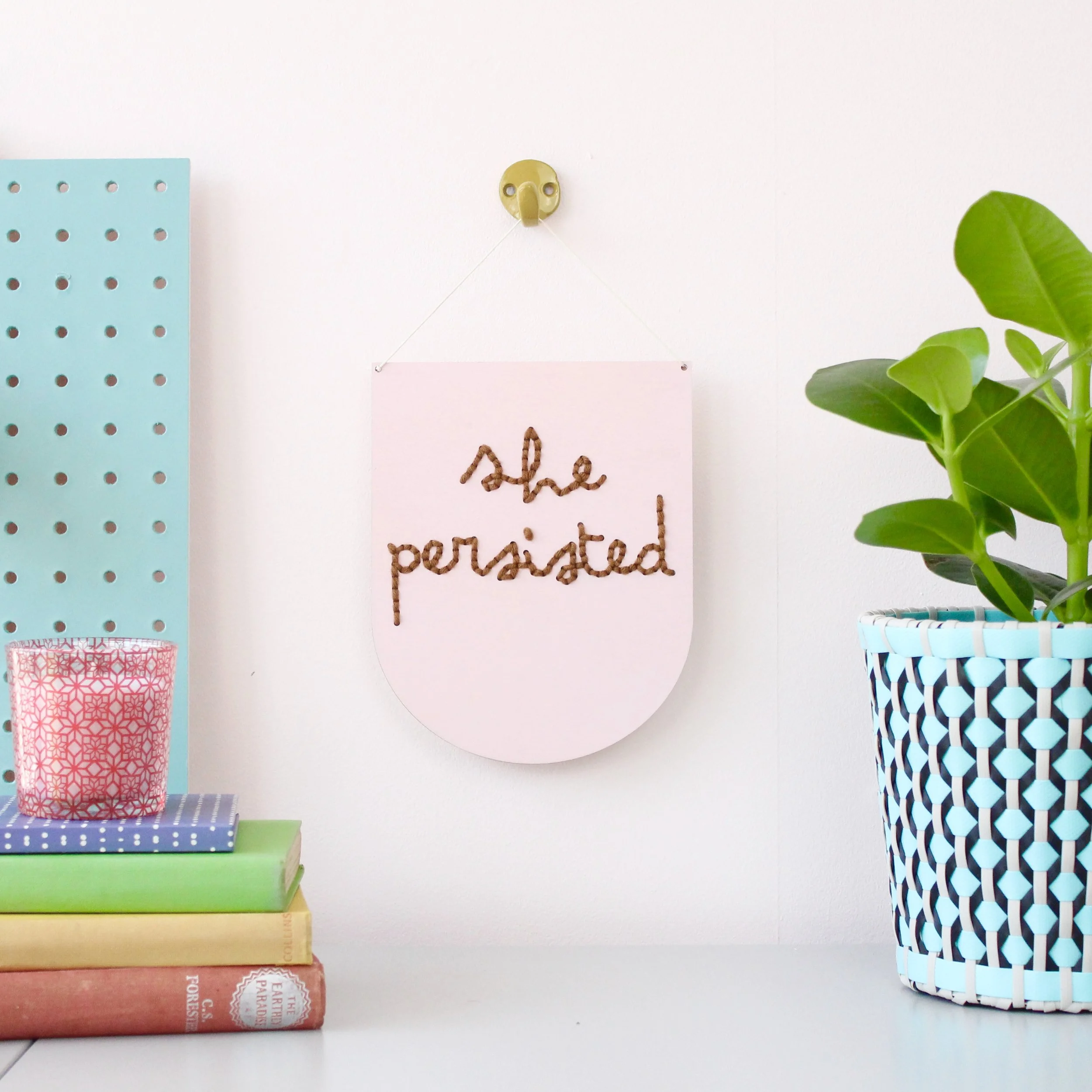 'She Persisted' Large Script Embroidery Board Kit by Cotton Clara