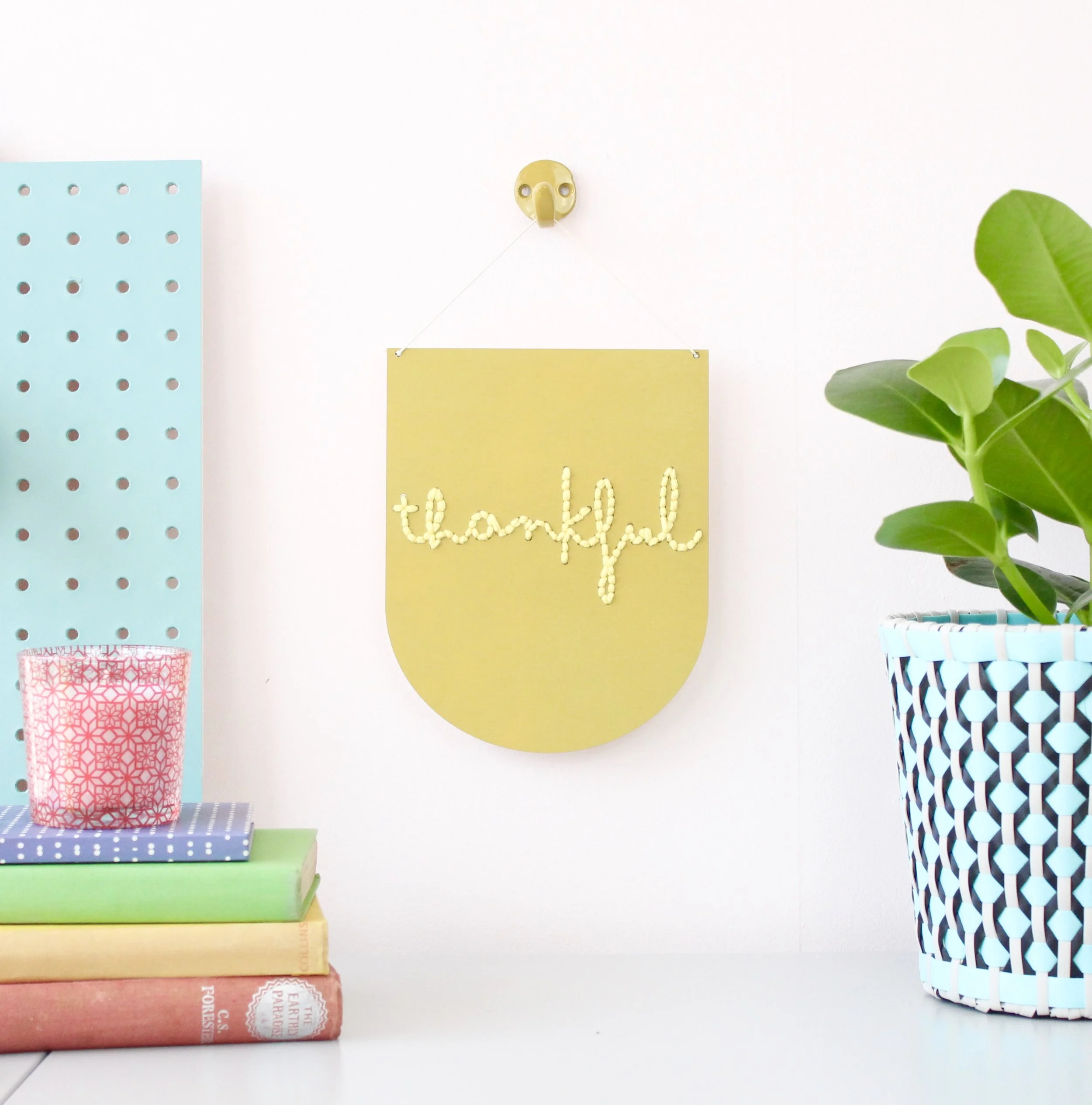 'Thankful' Large Script Embroidery Board Kit by Cotton Clara