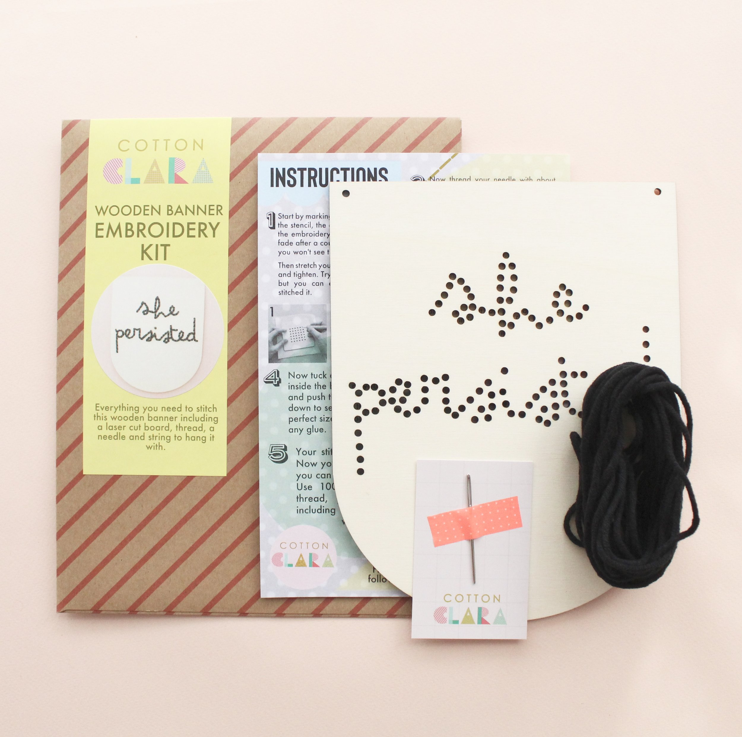'She Persisted' Large Script Embroidery Board Kit by Cotton Clara