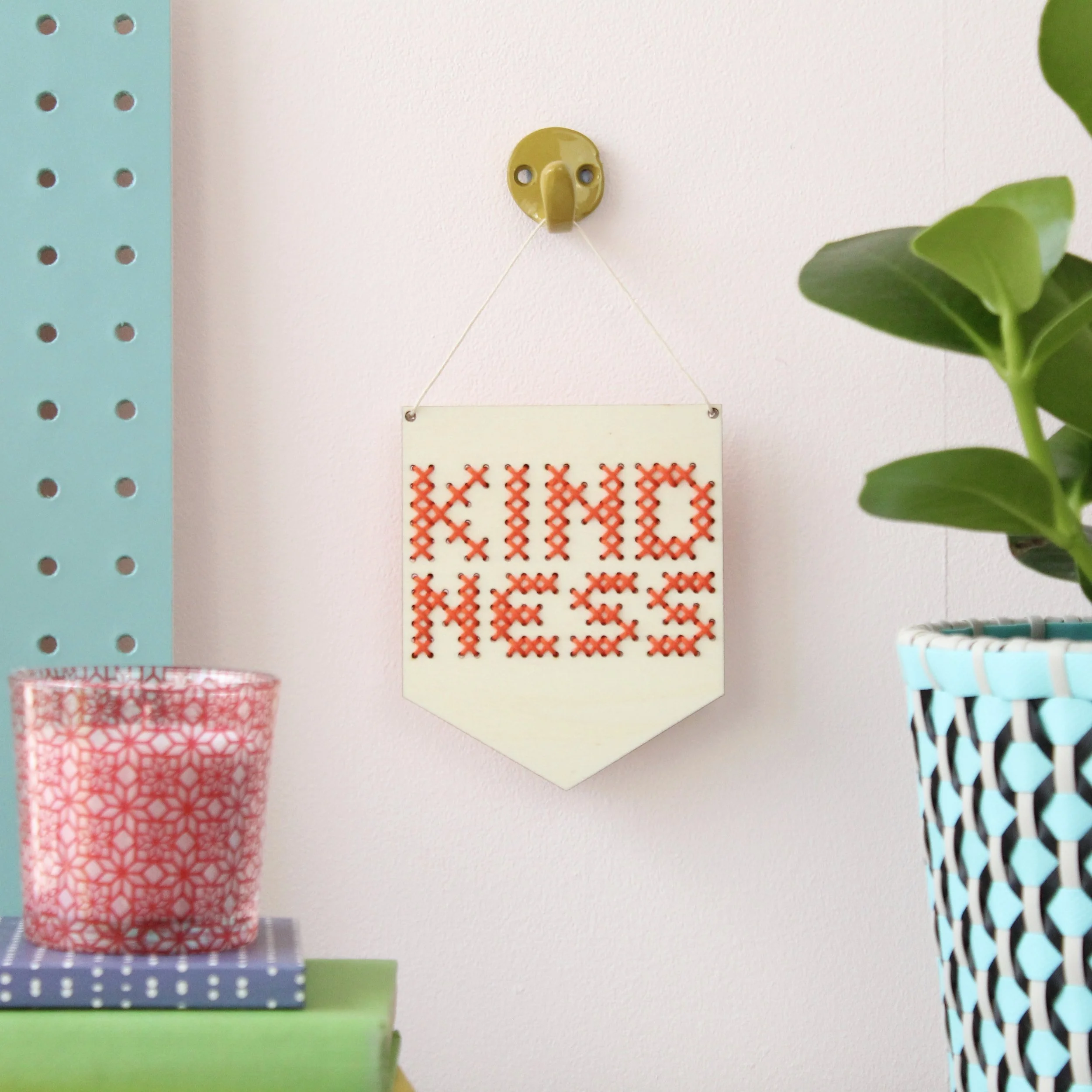 'Kindness' Mini Cross Stitch Embroidery Board Kit by Cotton Clara
