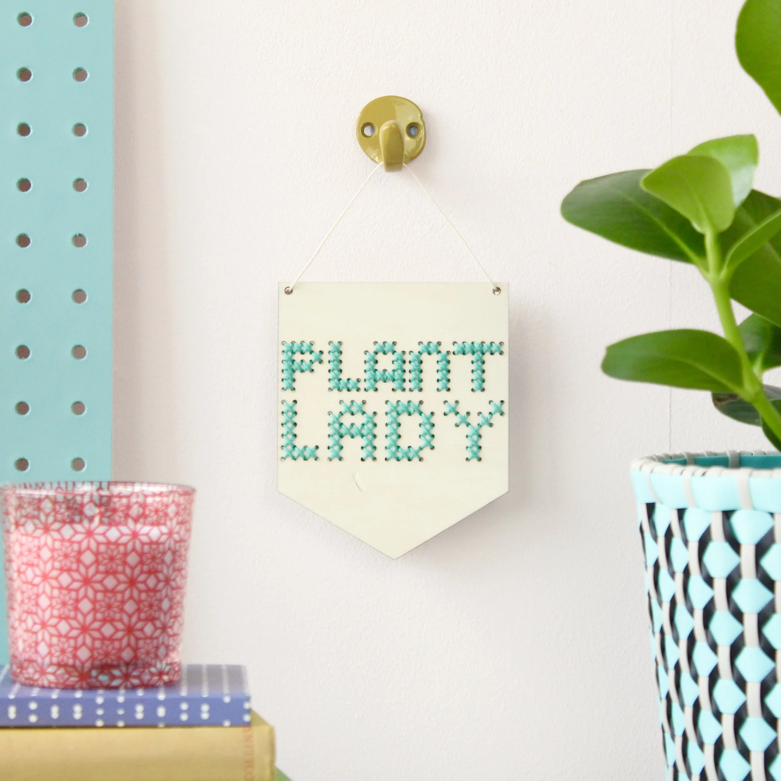 'Plant Lady' Mini Cross Stitch Embroidery Board Kit by Cotton Clara