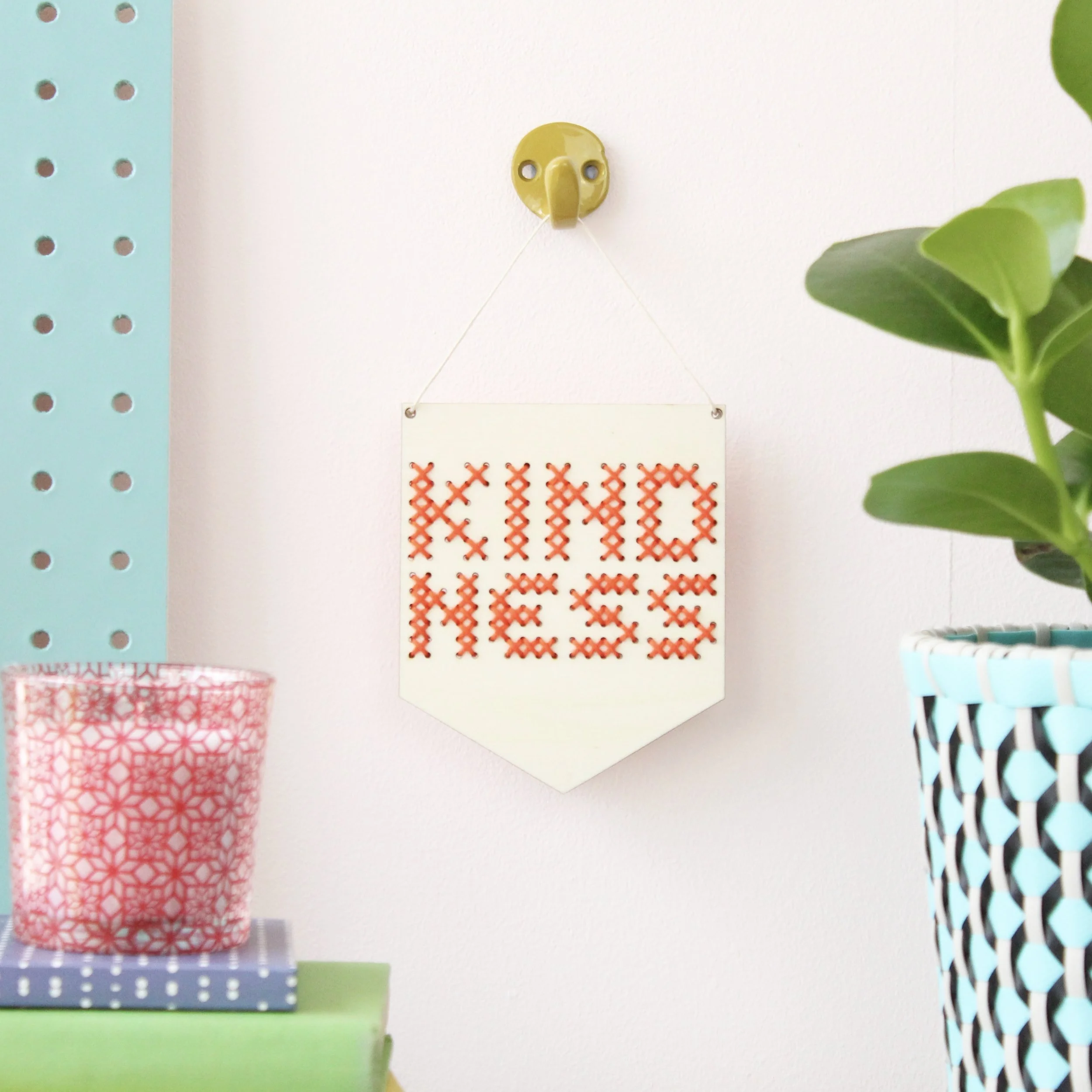 'Kindness' Mini Cross Stitch Embroidery Board Kit by Cotton Clara