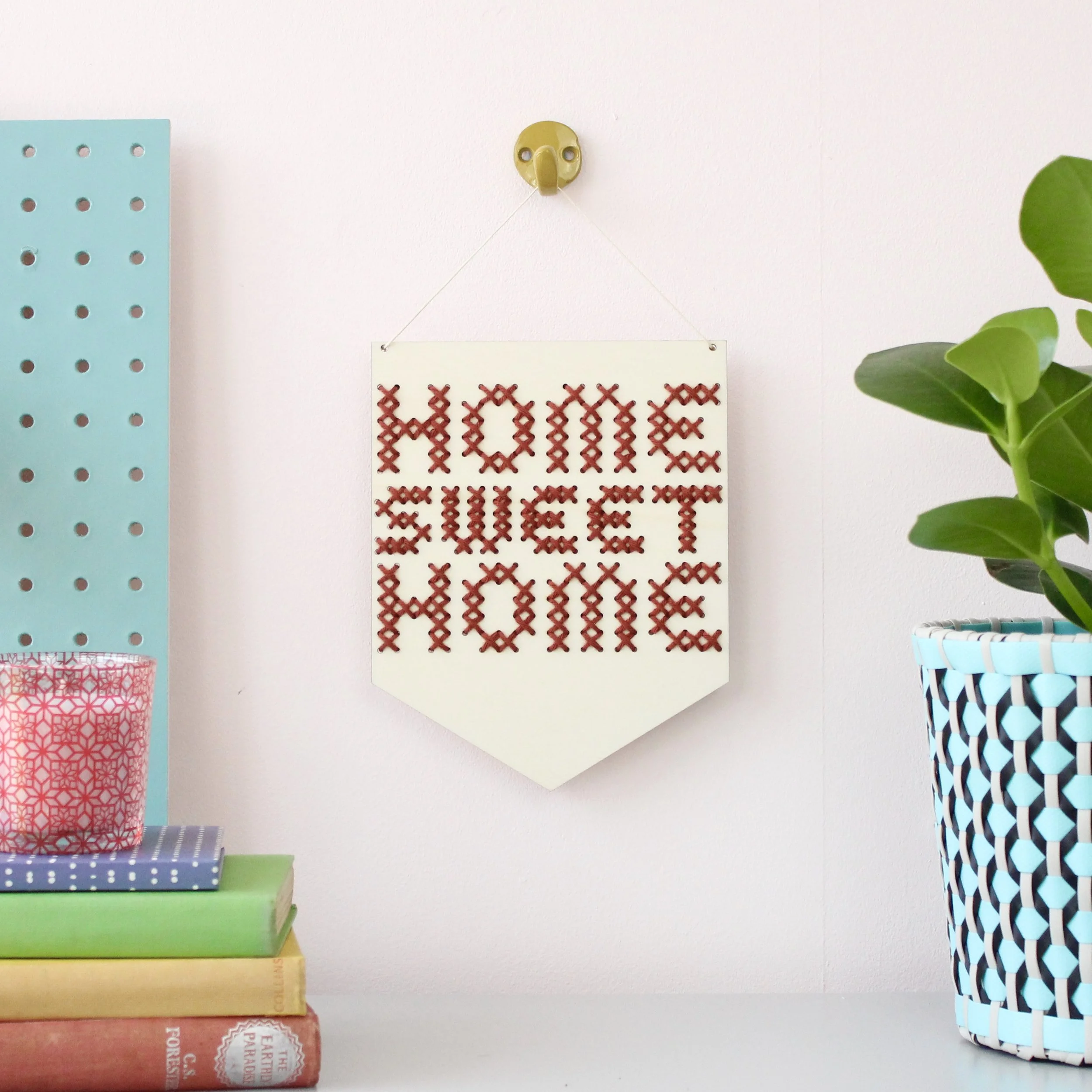 'Home Sweet Home' Large Cross Stitch Embroidery Board Kit by Cotton Clara