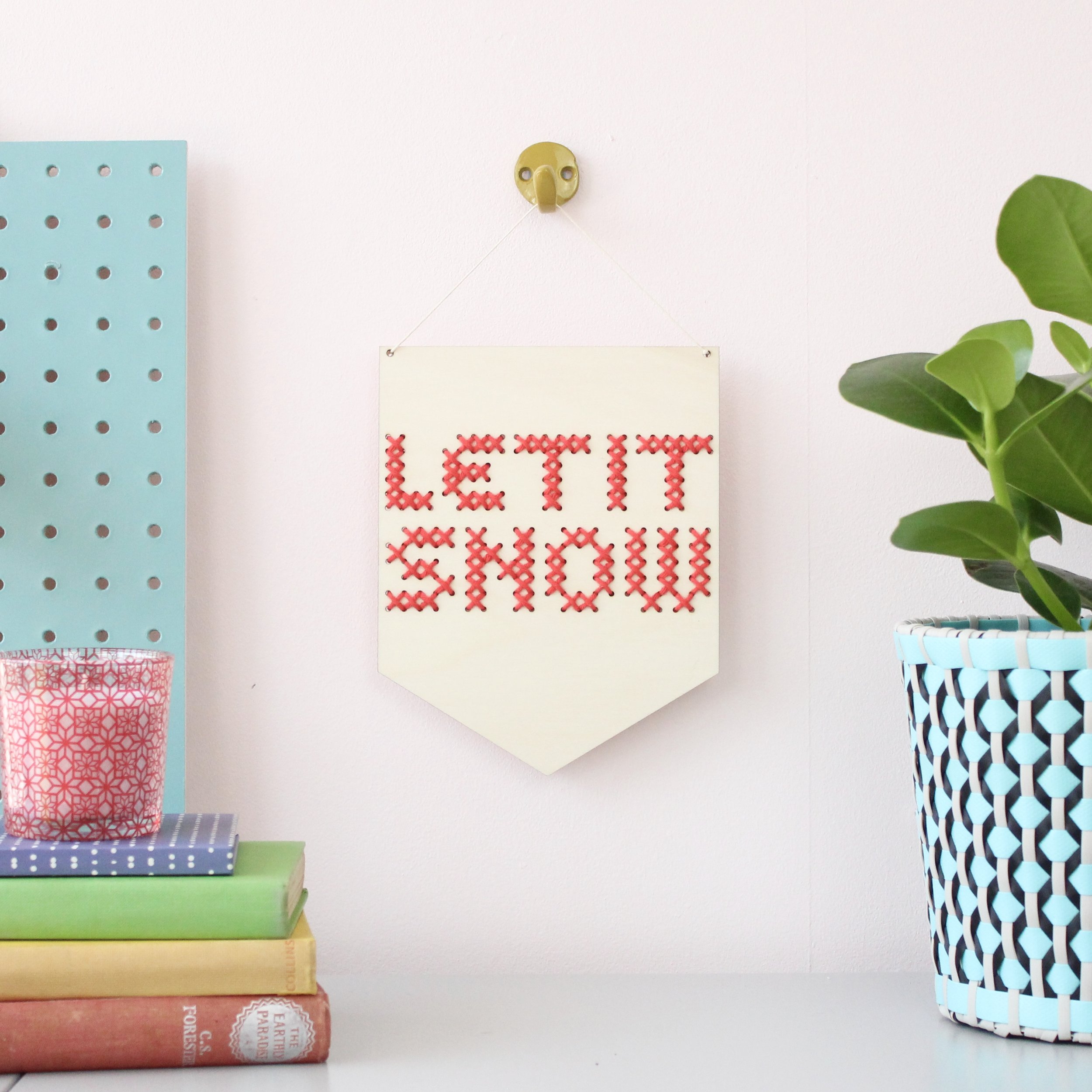 'Let It Snow' Large Cross Stitch Embroidery Board Kit by Cotton Clara