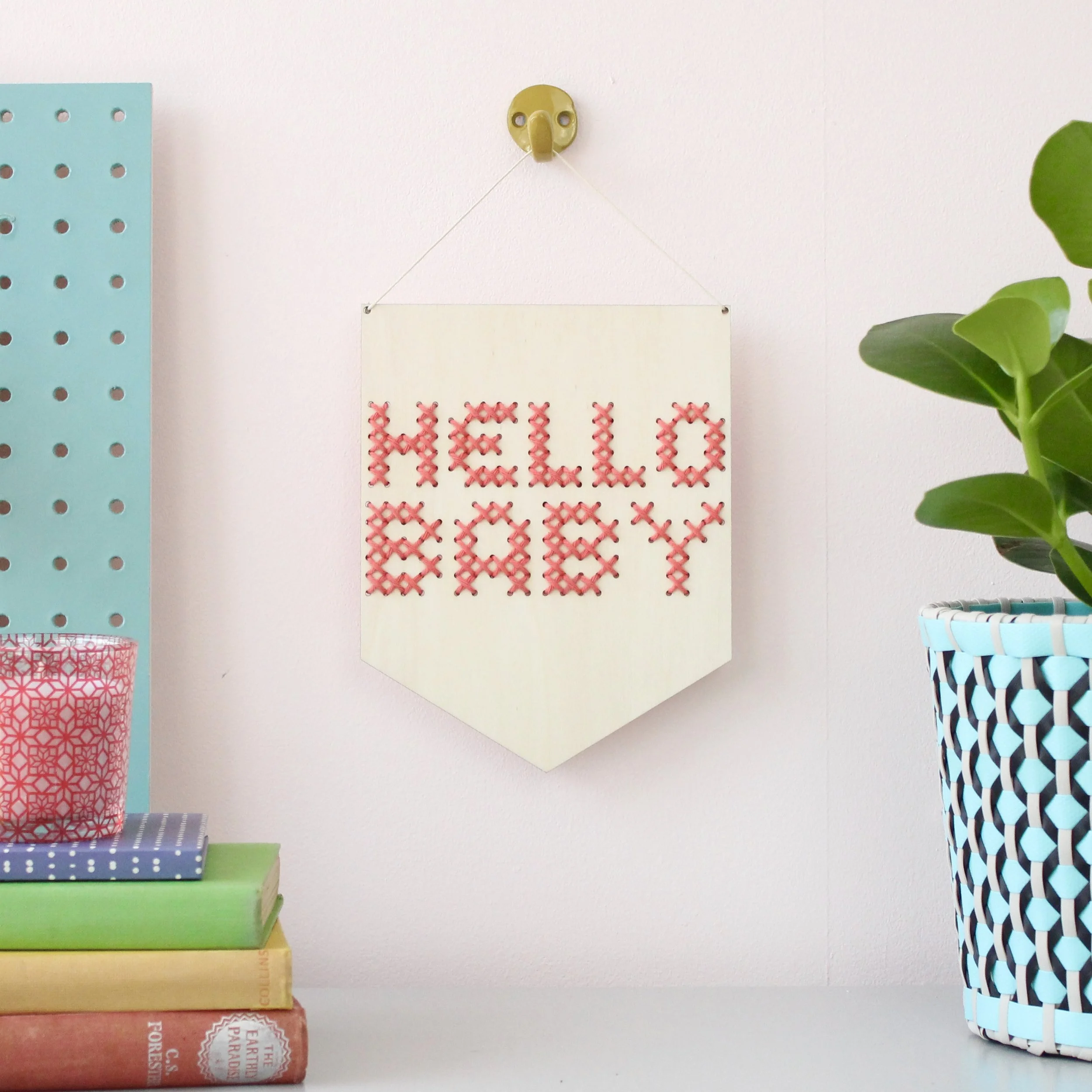 'Hello Baby' Large Cross Stitch Embroidery Board Kit by Cotton Clara