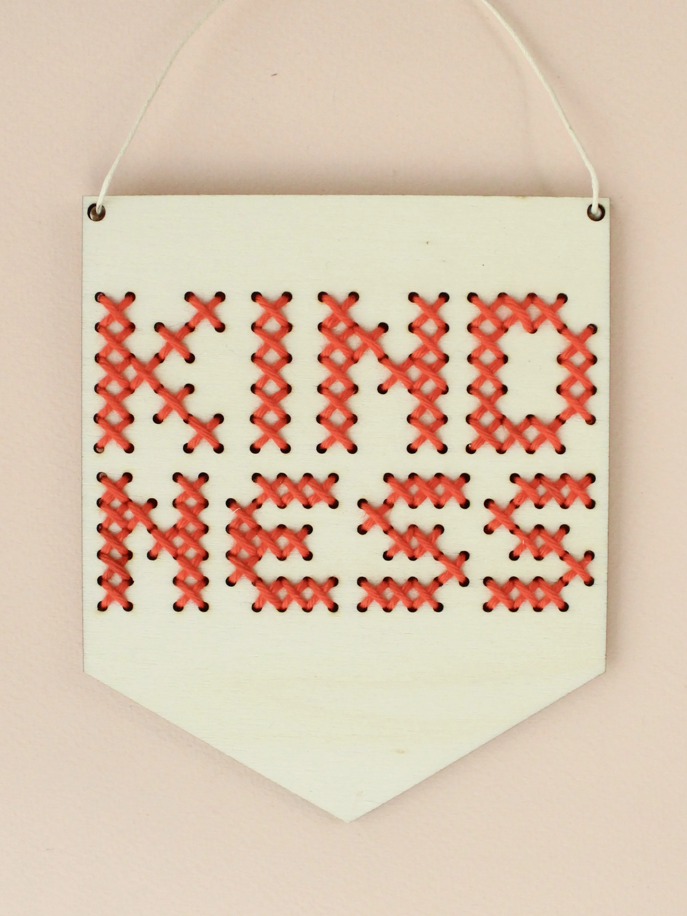 'Kindness' Mini Cross Stitch Embroidery Board Kit by Cotton Clara