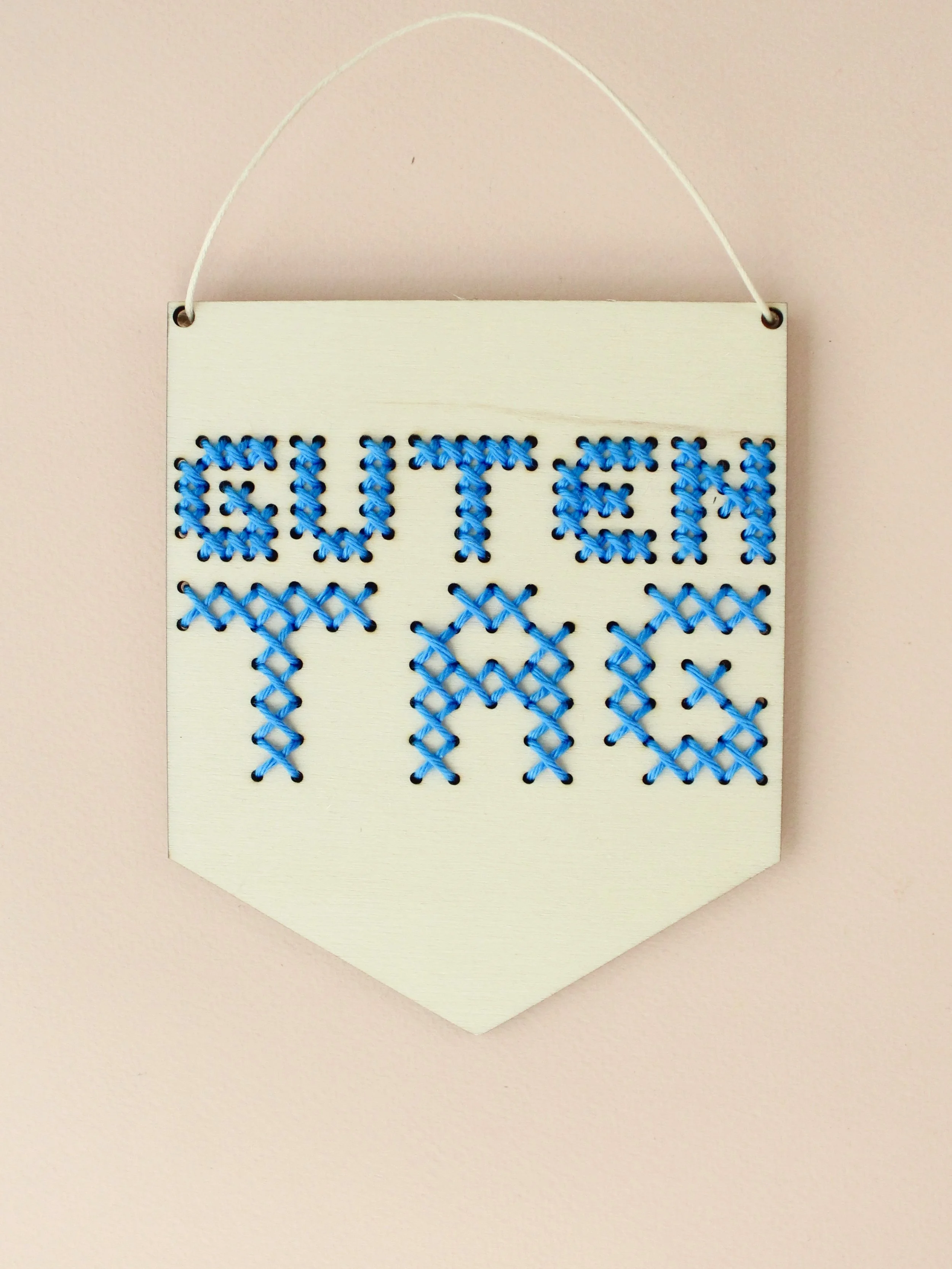 'Guten Tag' Mini Cross Stitch Embroidery Board Kit by Cotton Clara