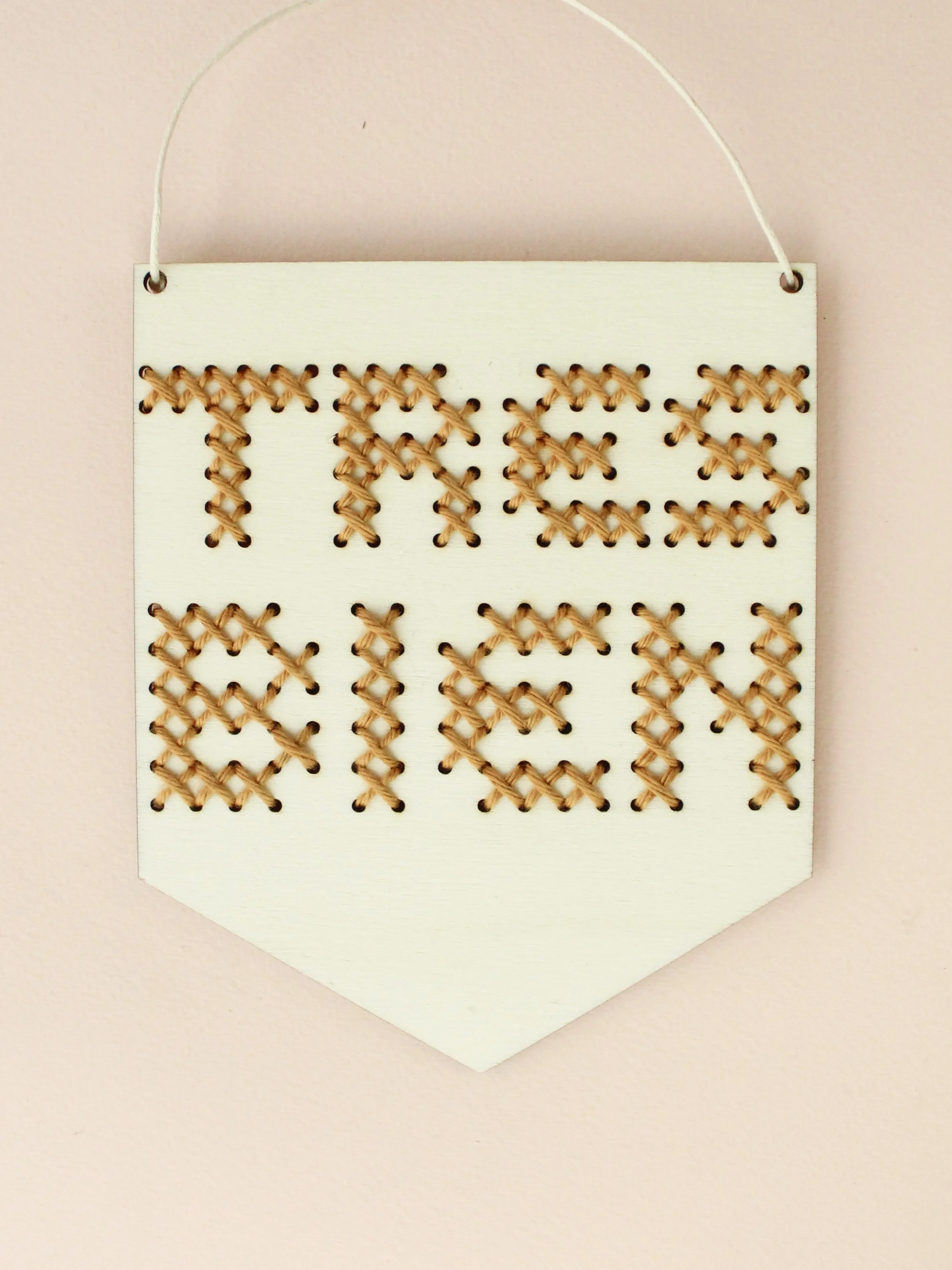 'Tres Bien' Mini Cross Stitch Embroidery Board Kit by Cotton Clara