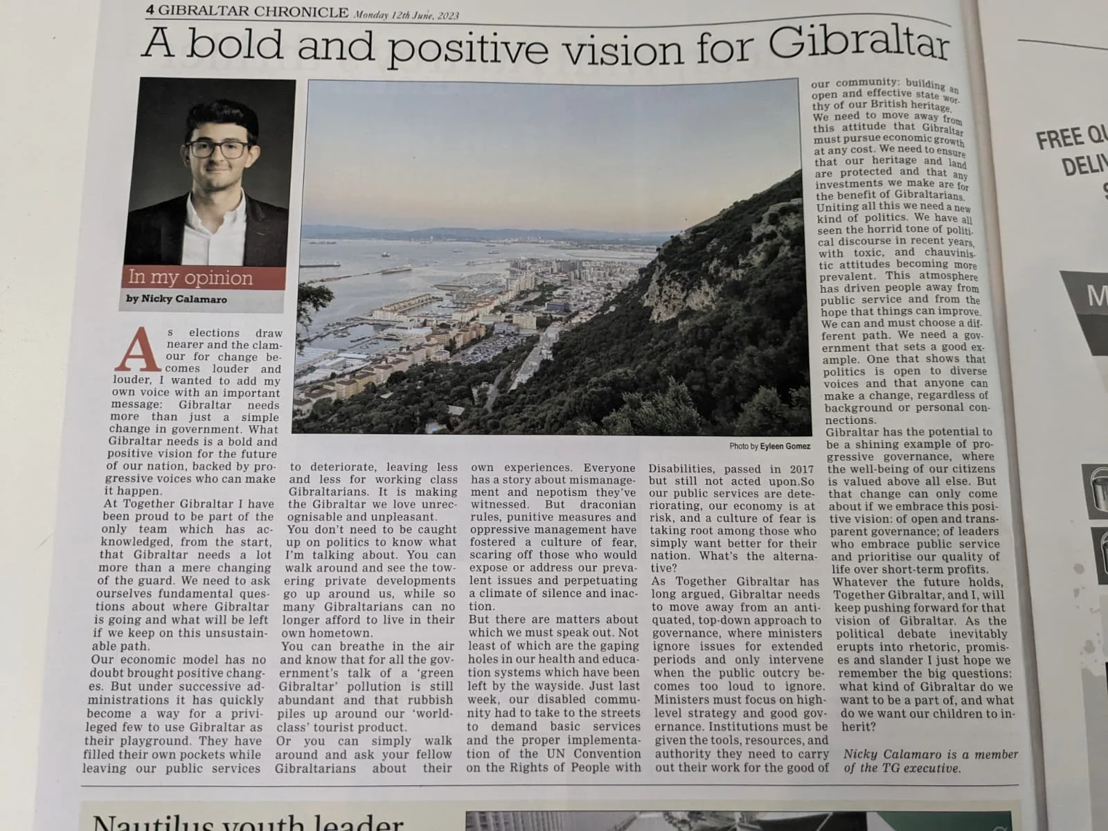 Opinion Piece: A Positive Vision for Gibraltar