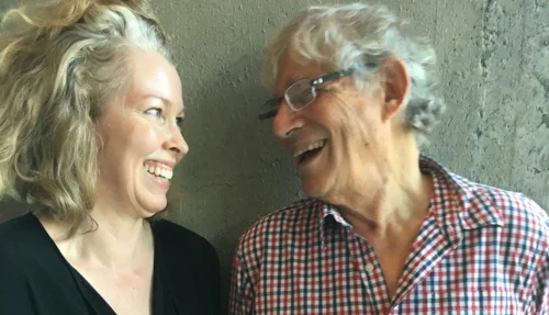 (With mentor Stuart Kauffman . Photo by John Horgan, 2016)