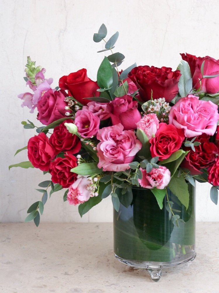 beautiful red and pink flower arrangement roses dutch tulips flower delivery near andover ma (Copy)